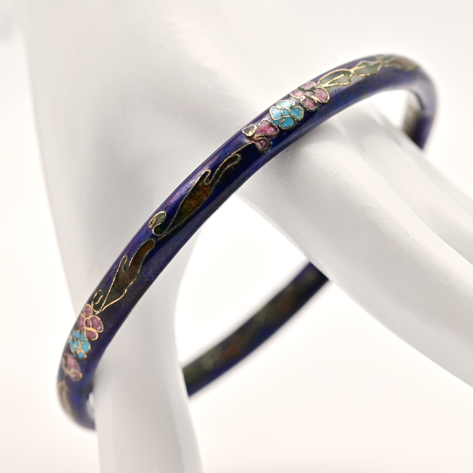 Chinese Vintage Original Enamel Cloisonne Asian Champleve Estate Bangle Bracelet