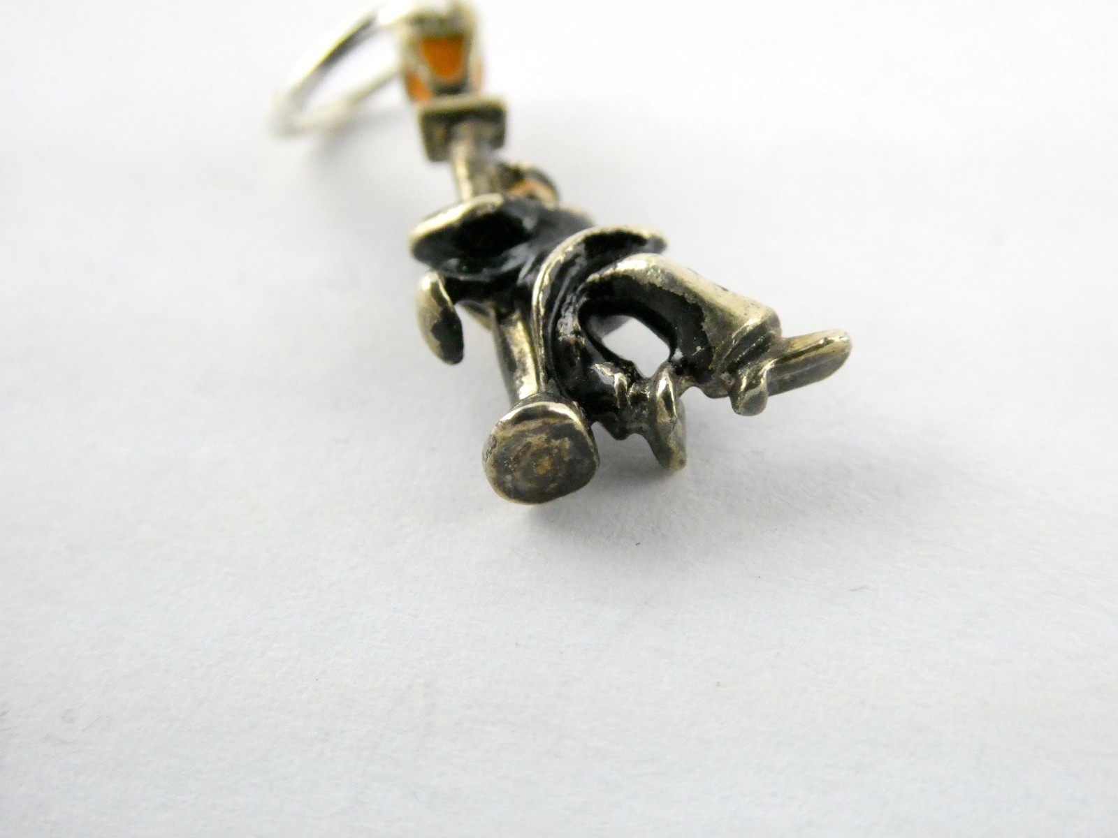 Vintage Sterling Silver Enameled Drunk Person Holding Lamp Post Charm or Pendant