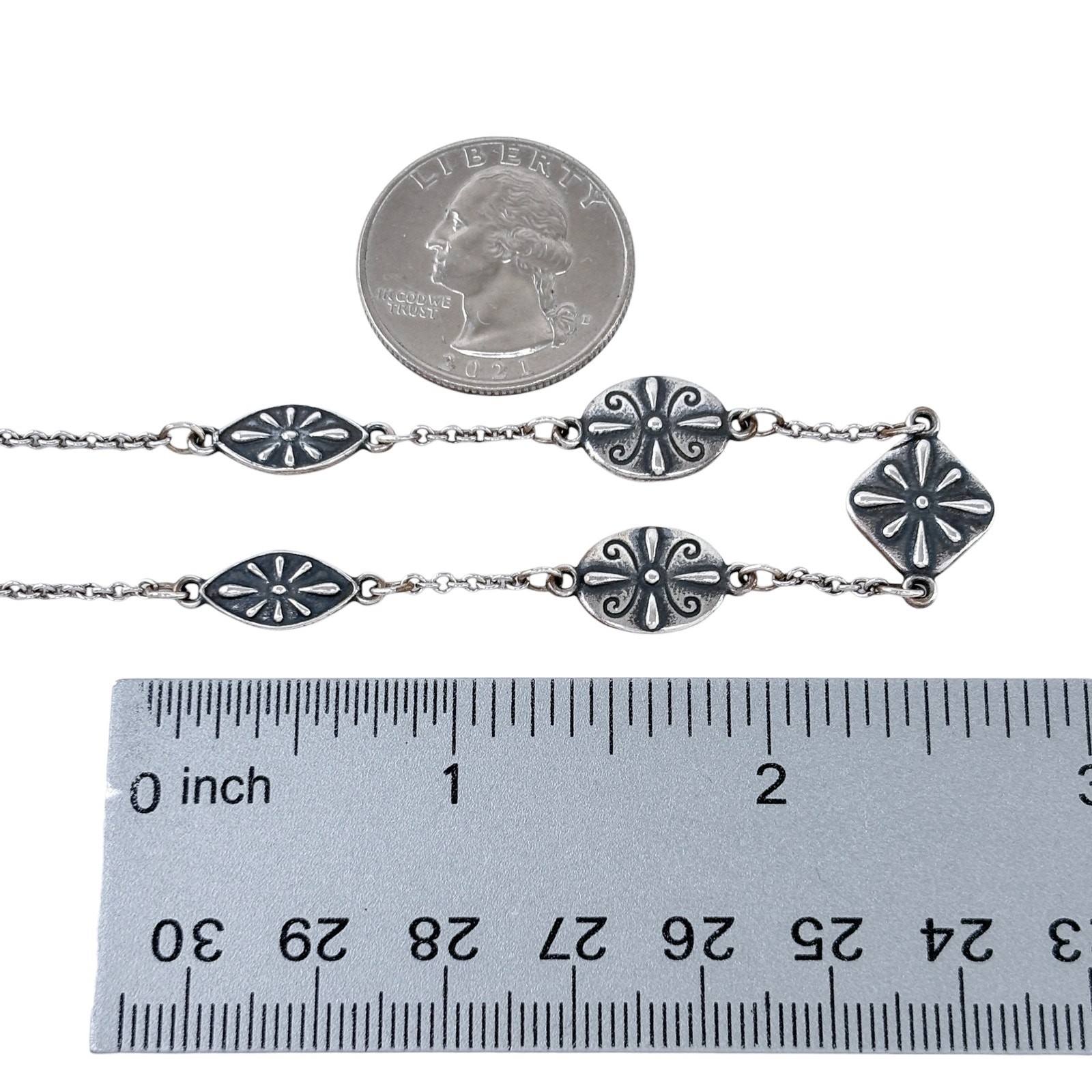 Retired James Avery Sterling Silver 925 Madeira Station Necklace 15″-16″-17″