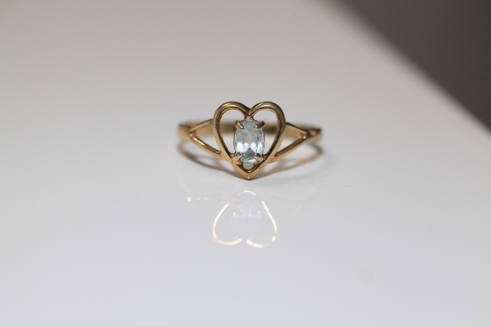 1980s–1990s Vintage Tested Blue Quartz Heart Ring 18k Electroplated Womens 6.75