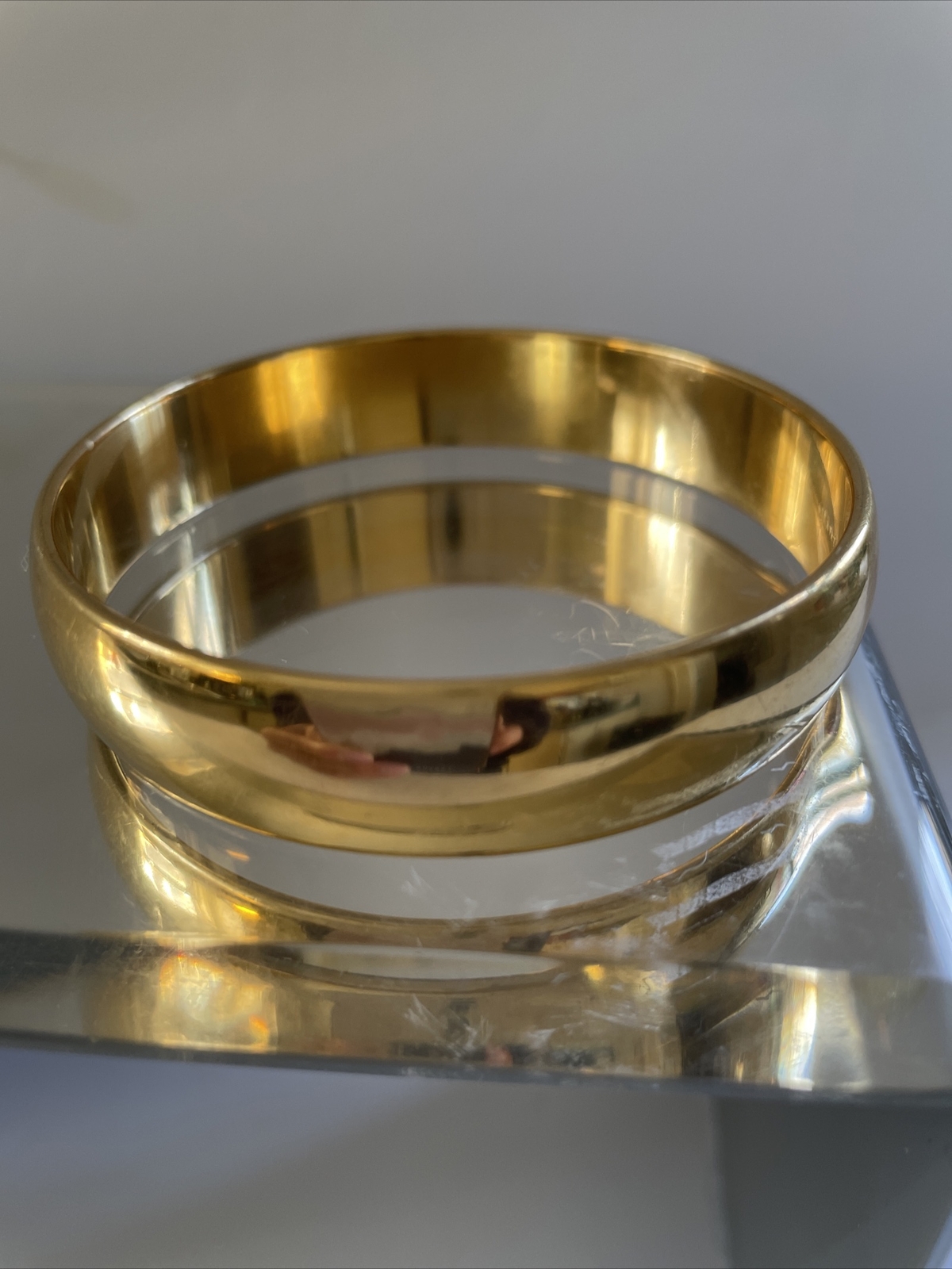 Vintage Monet Bracelet Gold Tone Solid Polished Bangle Marked