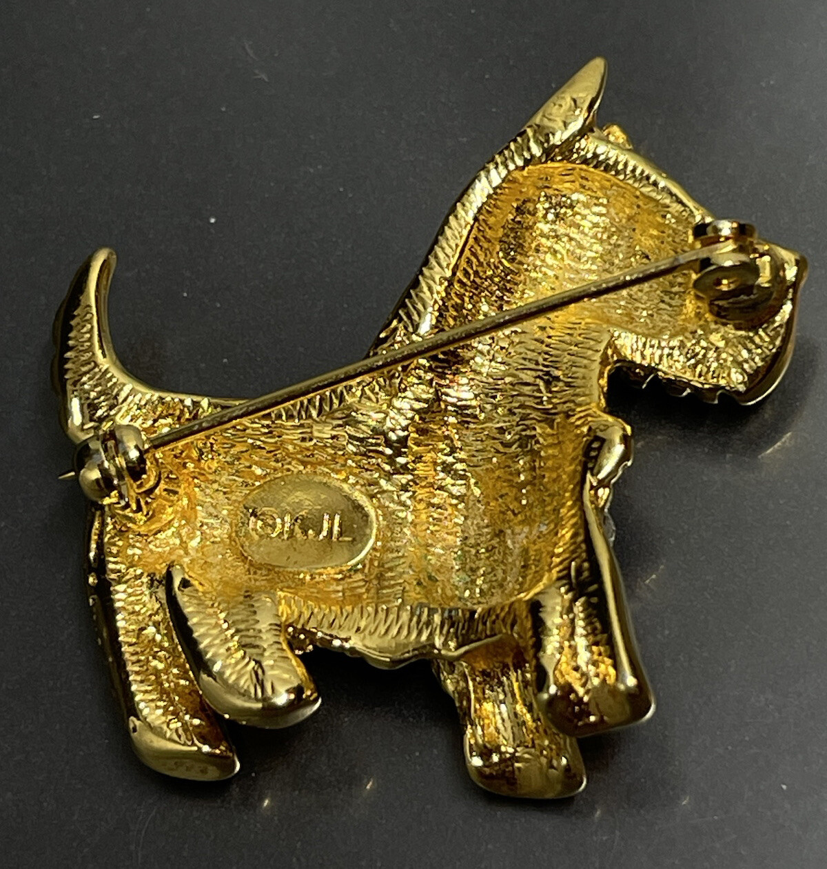Vtg Kenneth Jay Lane KJL Brooch Scottish Terrier Dog With Rhinestones Signed✨