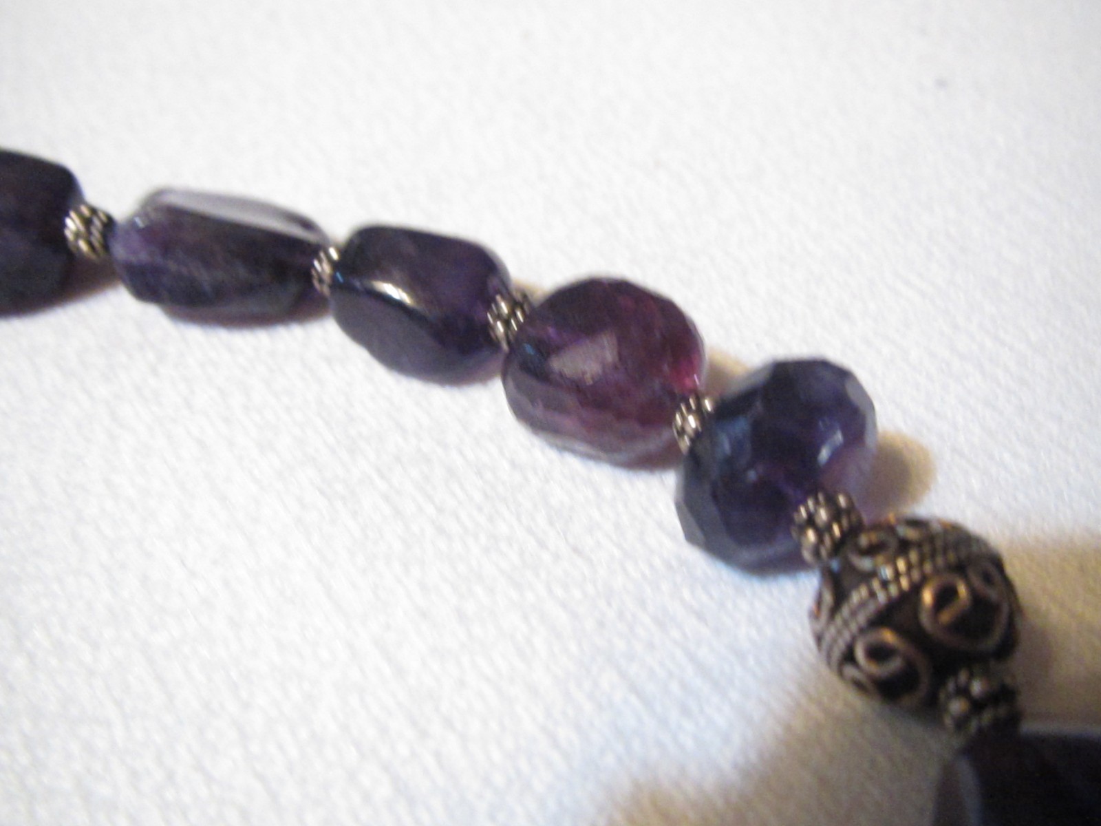 BEAUTIFUL 18″ VINTAGE ARTISAN STERLING SILVER CHUNKY AMETHYST BEAD NECKLACE
