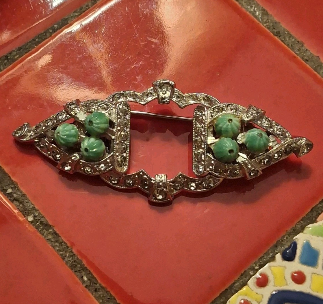 Vintage Art Deco Modular 3-n-1 Piece Convertible Brooch Pin & Shoe Clips 1930’s