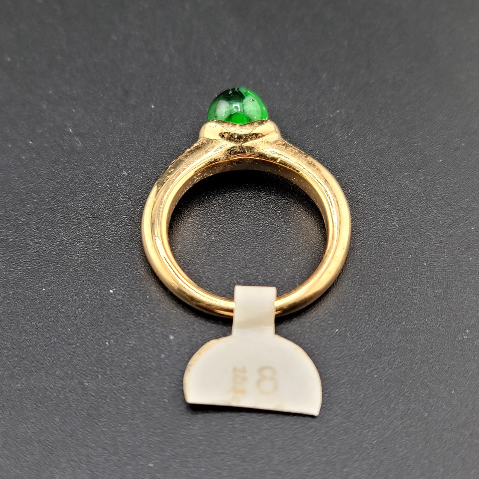 Vtg Sz 8 Ring Green Glass Bead Mogul Jewelry Unsigned ESPO Joseph Esposito