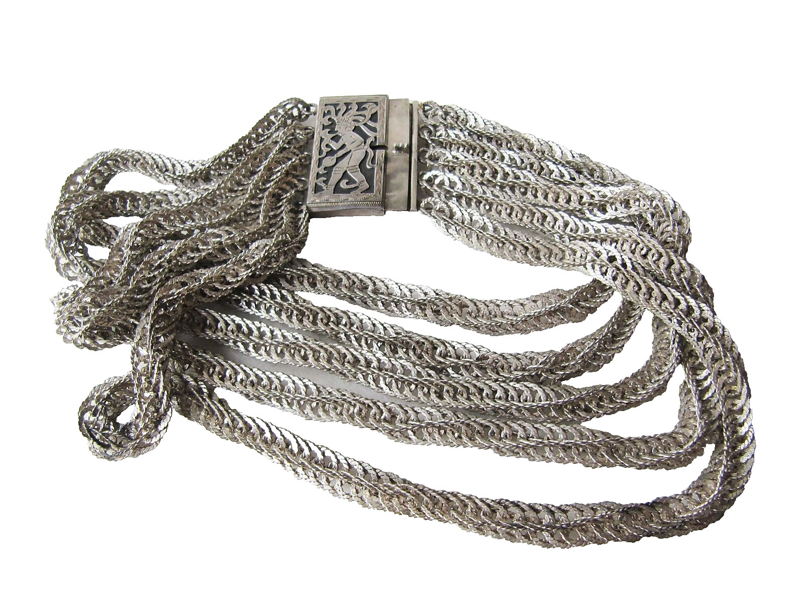 Guatemala .900 Silver Five-Strand Choker Necklace Vintage 5.21 Toz