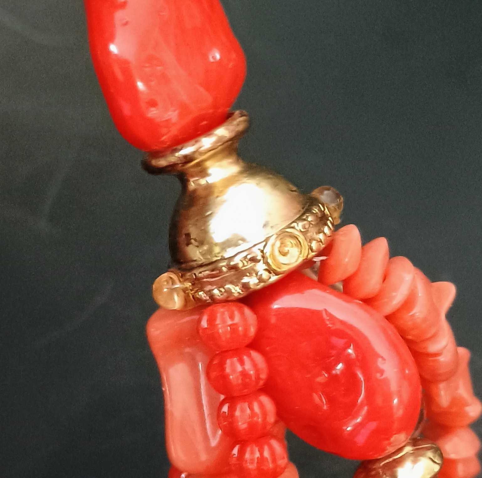 Vintage 60s-80s Multi Strand Faux Coral Chunky Statement Necklace Choker Style