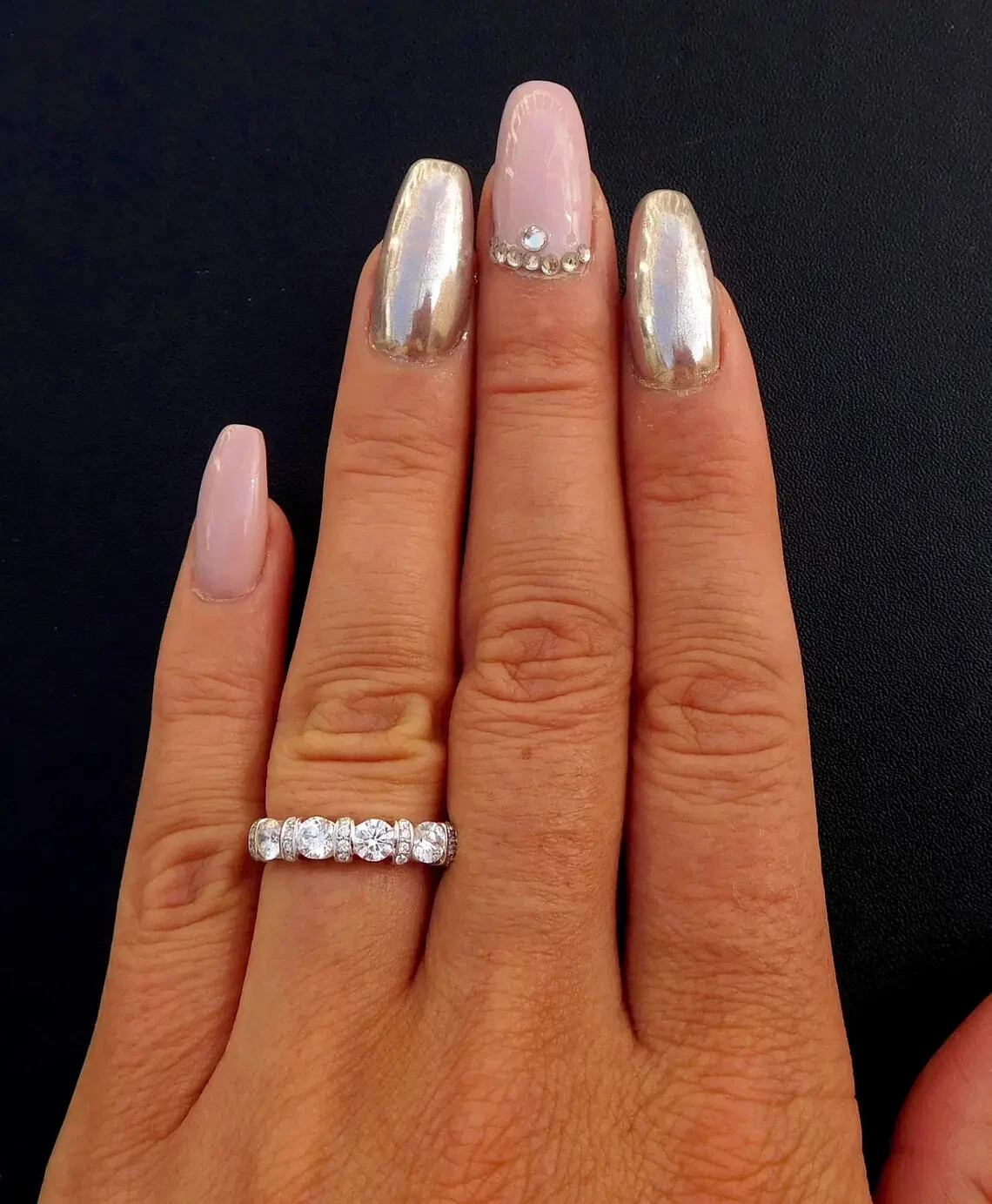 Art Deco Style Lab Created Diamond Anniversary Wedding 14K White Gold FN Ring