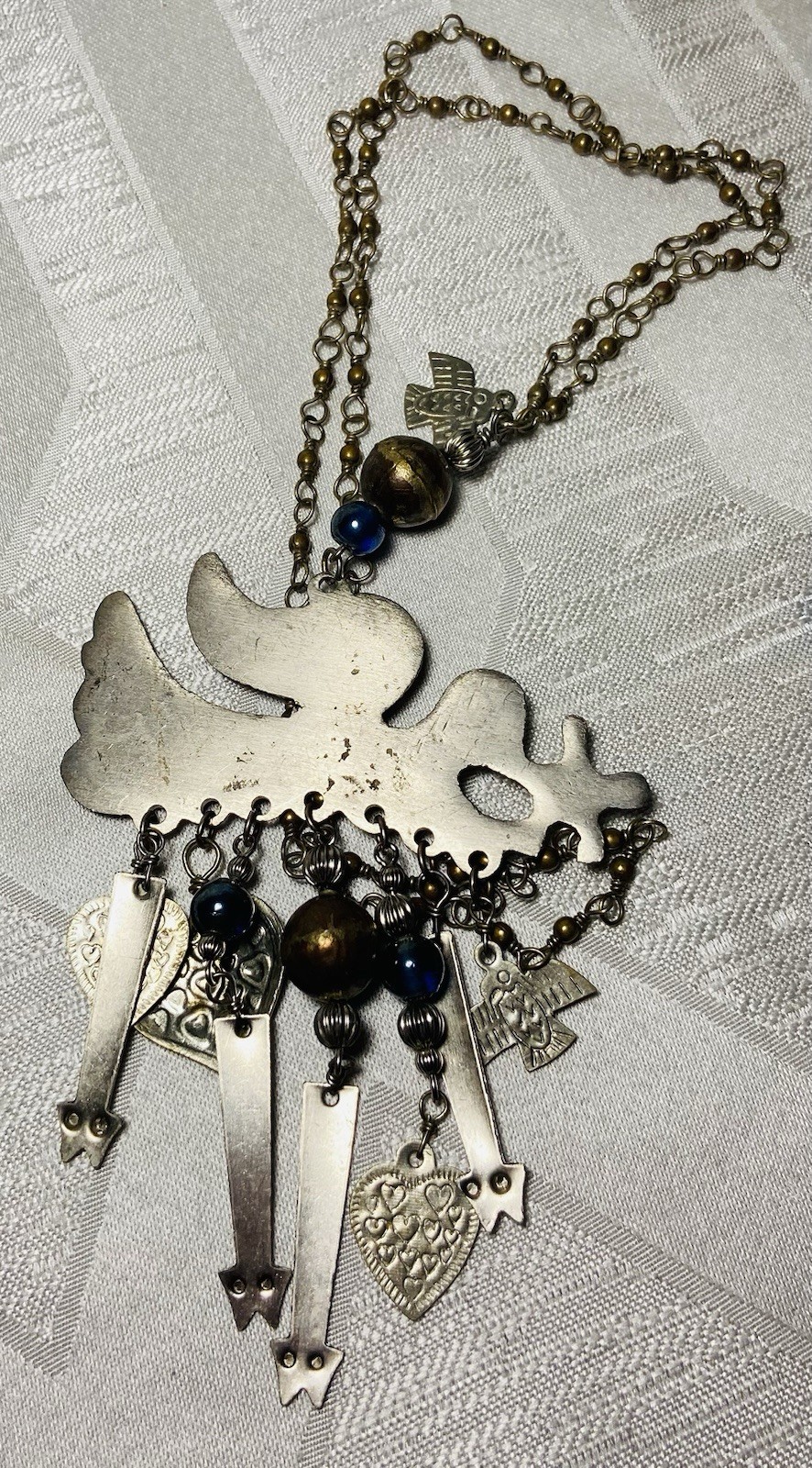 Vintage Southwestern Style Necklace Large Pendant Dangle Charms Boho Tribal 24”