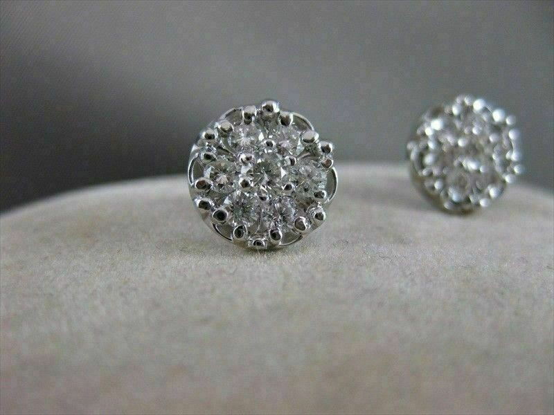 ESTATE .93CTW DIAMOND FLOWER CLUSTER 14K WHITE GOLD EARRINGS F/G VVS/VS #10320