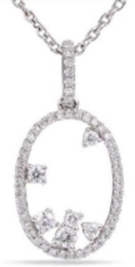 ESTATE 0.26CT DIAMOND 14KT WHITE GOLD 3D CLASSIC OVAL FLOATING PENDANT