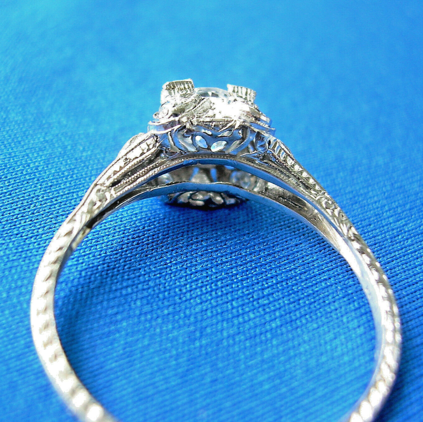 Original EARTH MINED DIAMOND Deco Engagement Statement Ring PLATINUM Solitaire 7