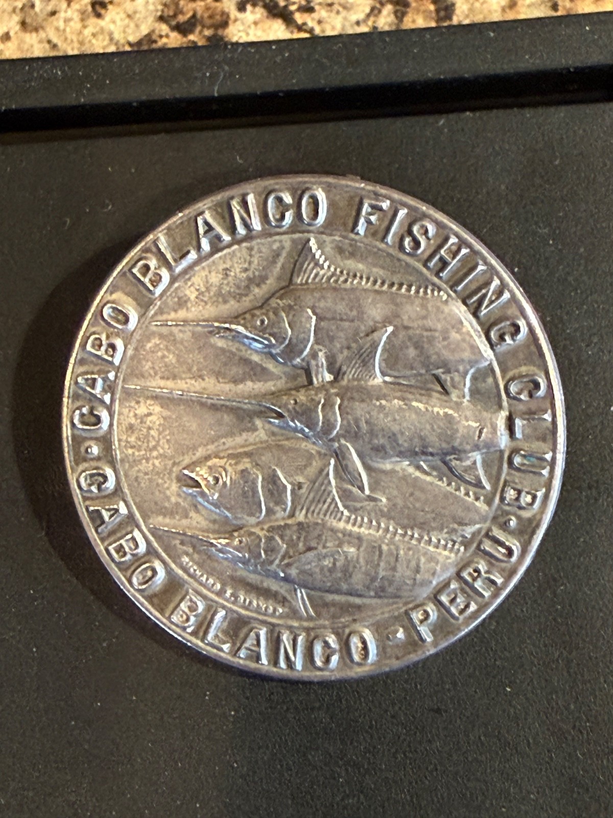 Cabo Blanco Fishing Club Membership medallion sterling silver pin