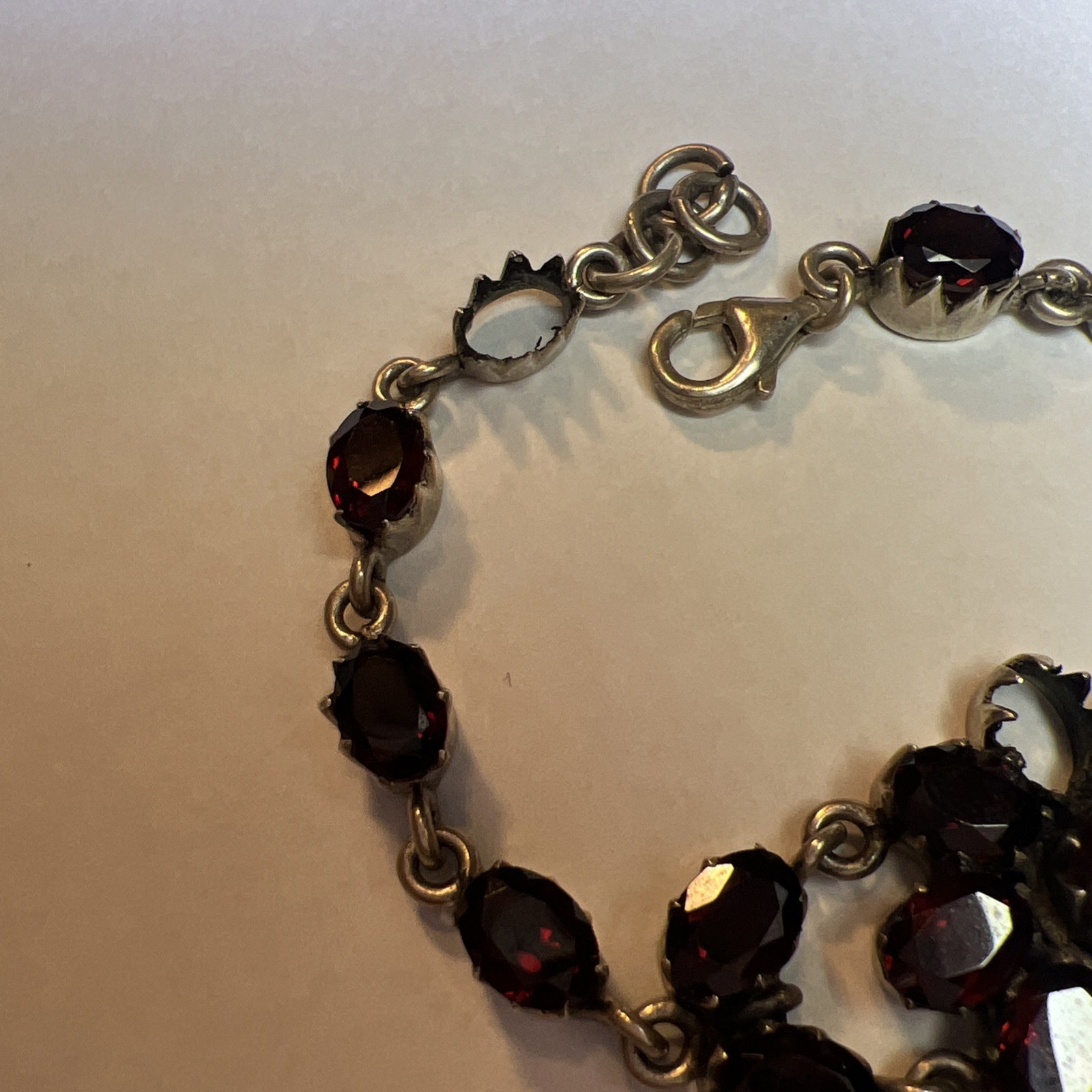 Vintage Natural Bohemian Garnet Sterling Silver Flower Bracelet for Project