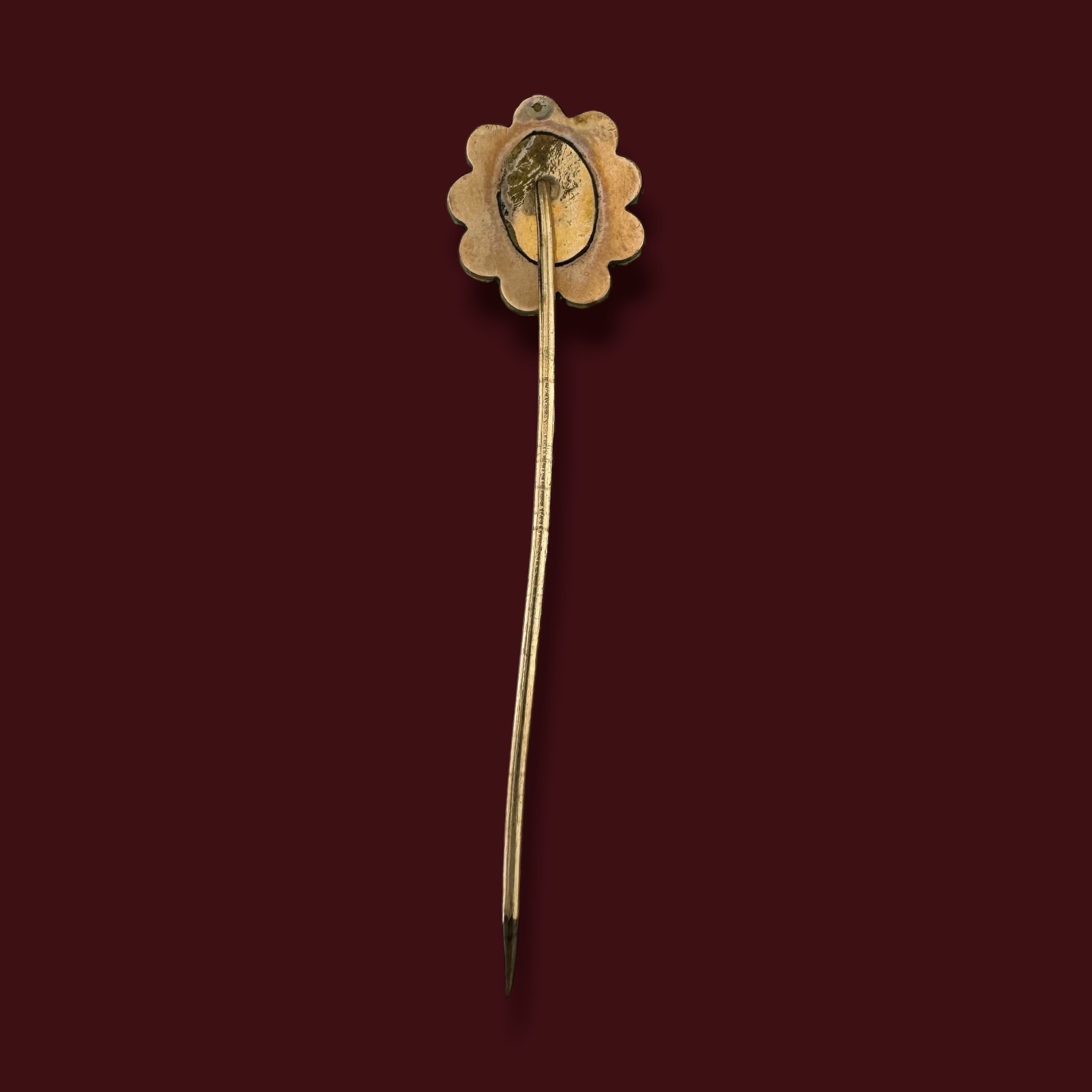 Antique Bohemian Garnet Style Glass Gold Filled Floral Cluster Stick Pin