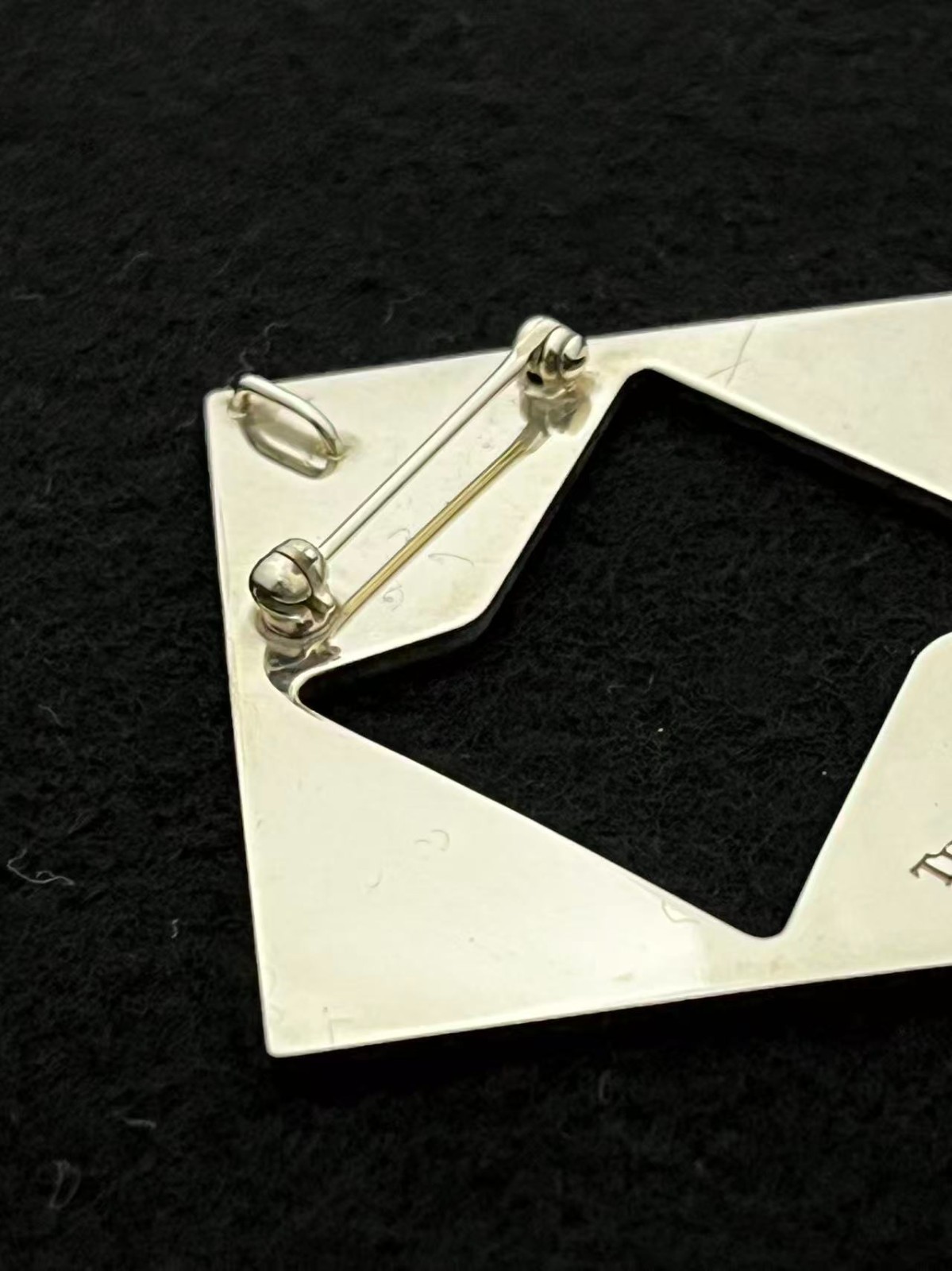 Tiffany & Co. Sterling Silver Square Brooch Pin Pendant Top 39mm SV925 No Pouch