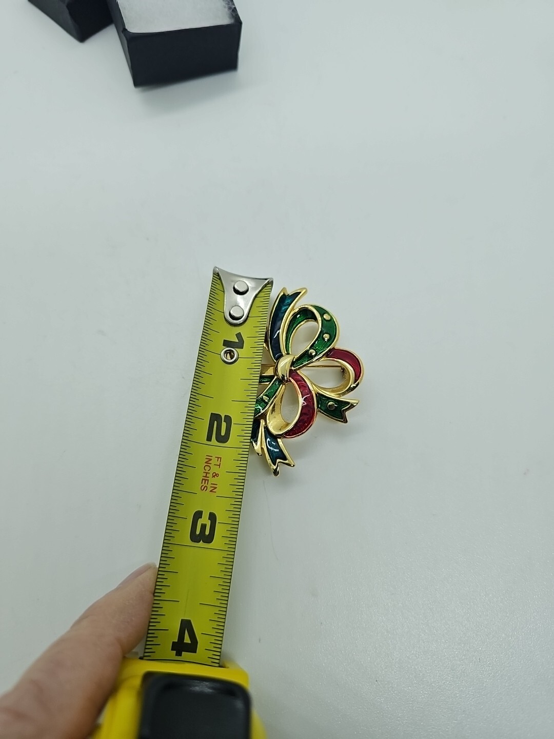 Vintage Enameled Bow Brooch Goldtone Danielle