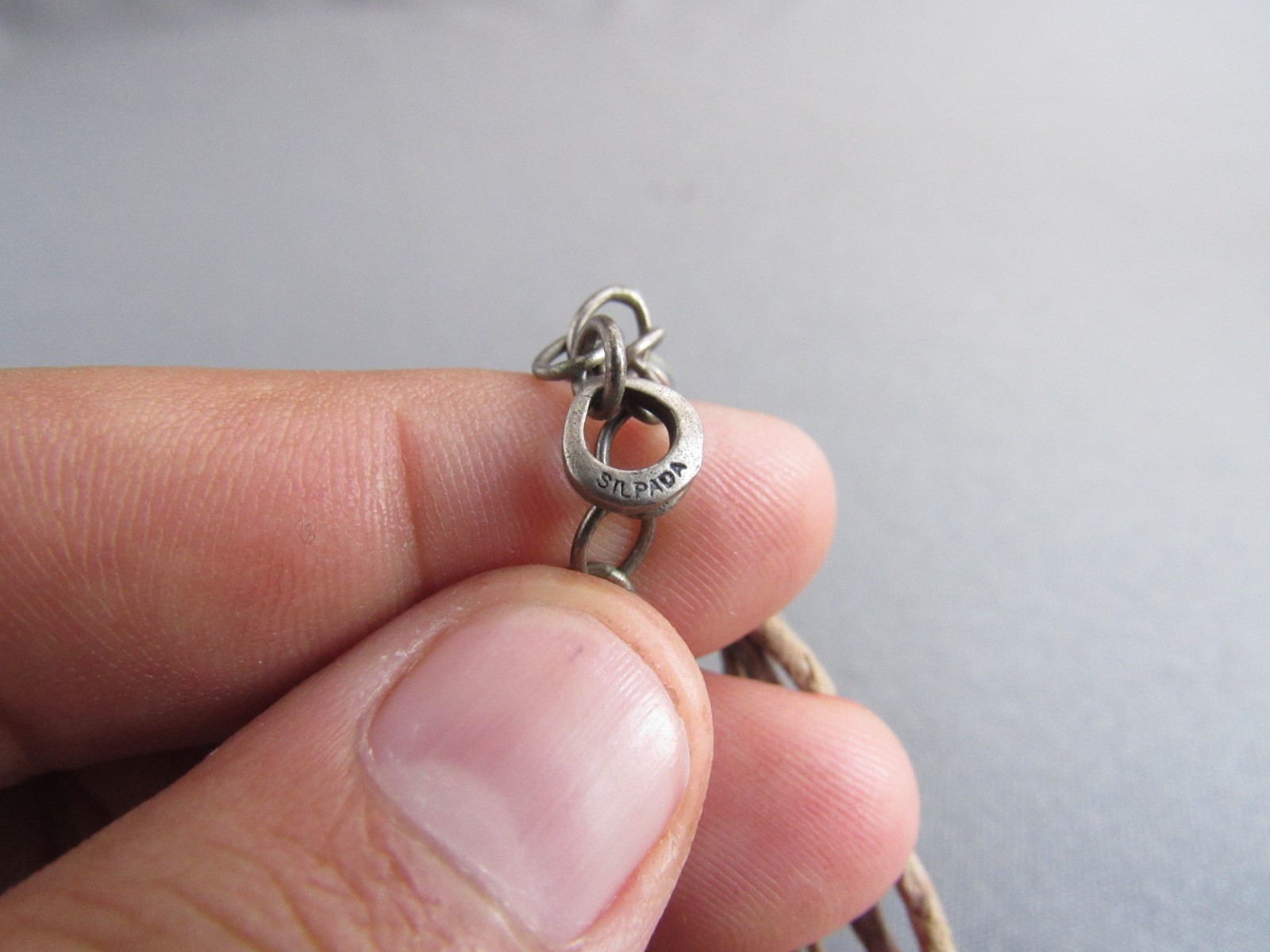 VINTAGE SILPADA HAMMERED STERLING HEMP ROPE FLOATING HOWLITE PENDANT NECKLACE