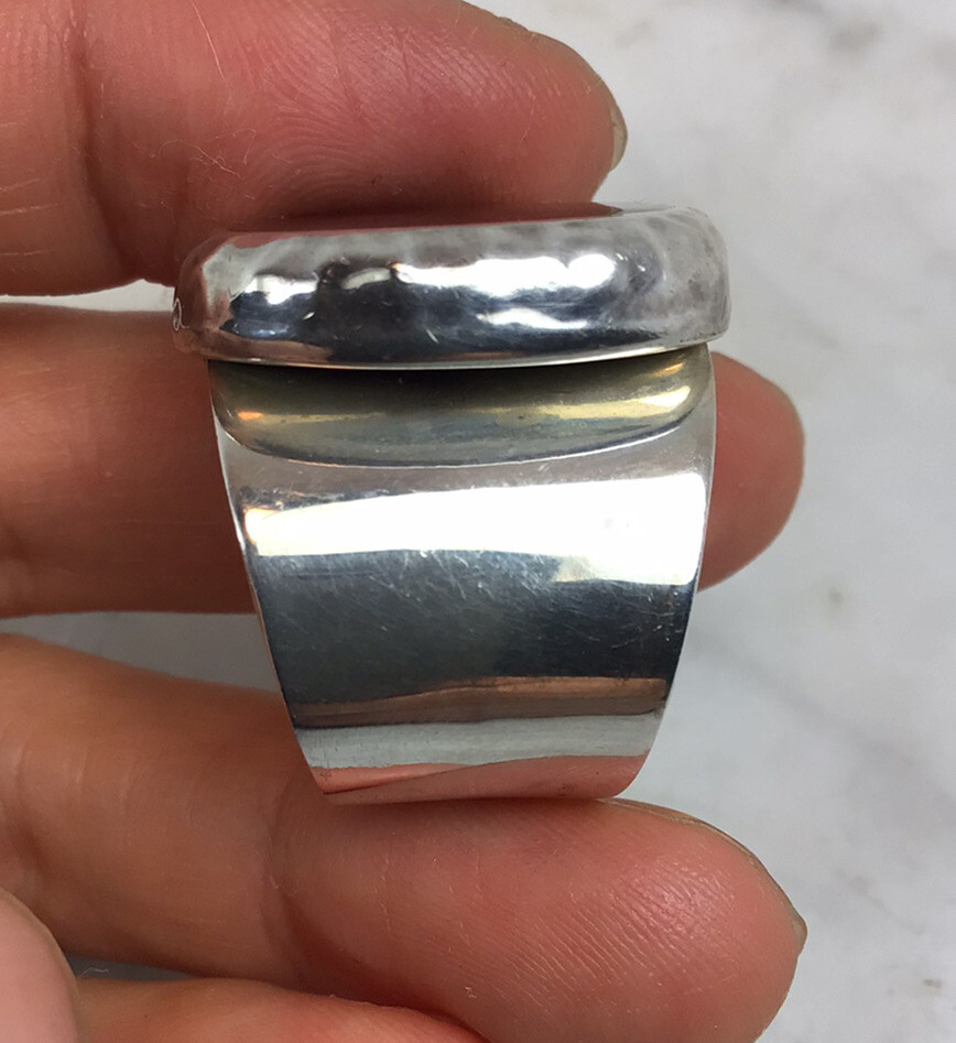 VTG ATI Large Sterling Silver Onyx Ring Size 8.25-8.5 Mexico 14.03 Grams