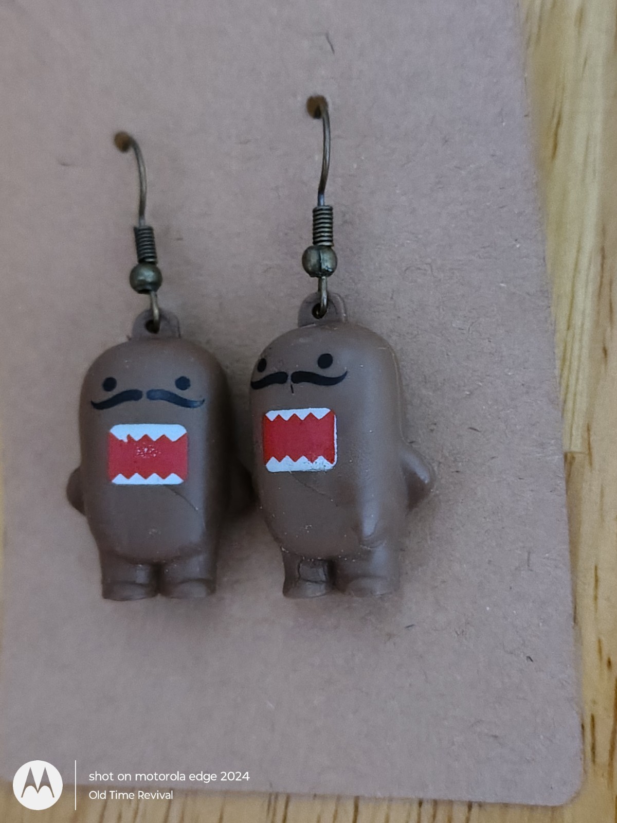 Domo Kun Mustache Vending Machine Toy Charm Handmade Dangle Drop Hook Earrings