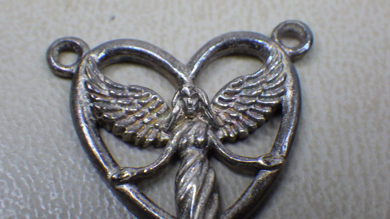 Vintage Sterling Silver .925 Sautoir Y Drop Rosary Necklace Bail Angel