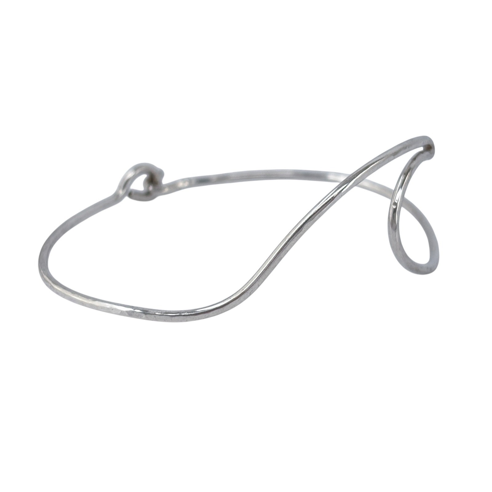 Vintage Wave Wire Bangle Bracelet | Sterling Silver 925 | 7″