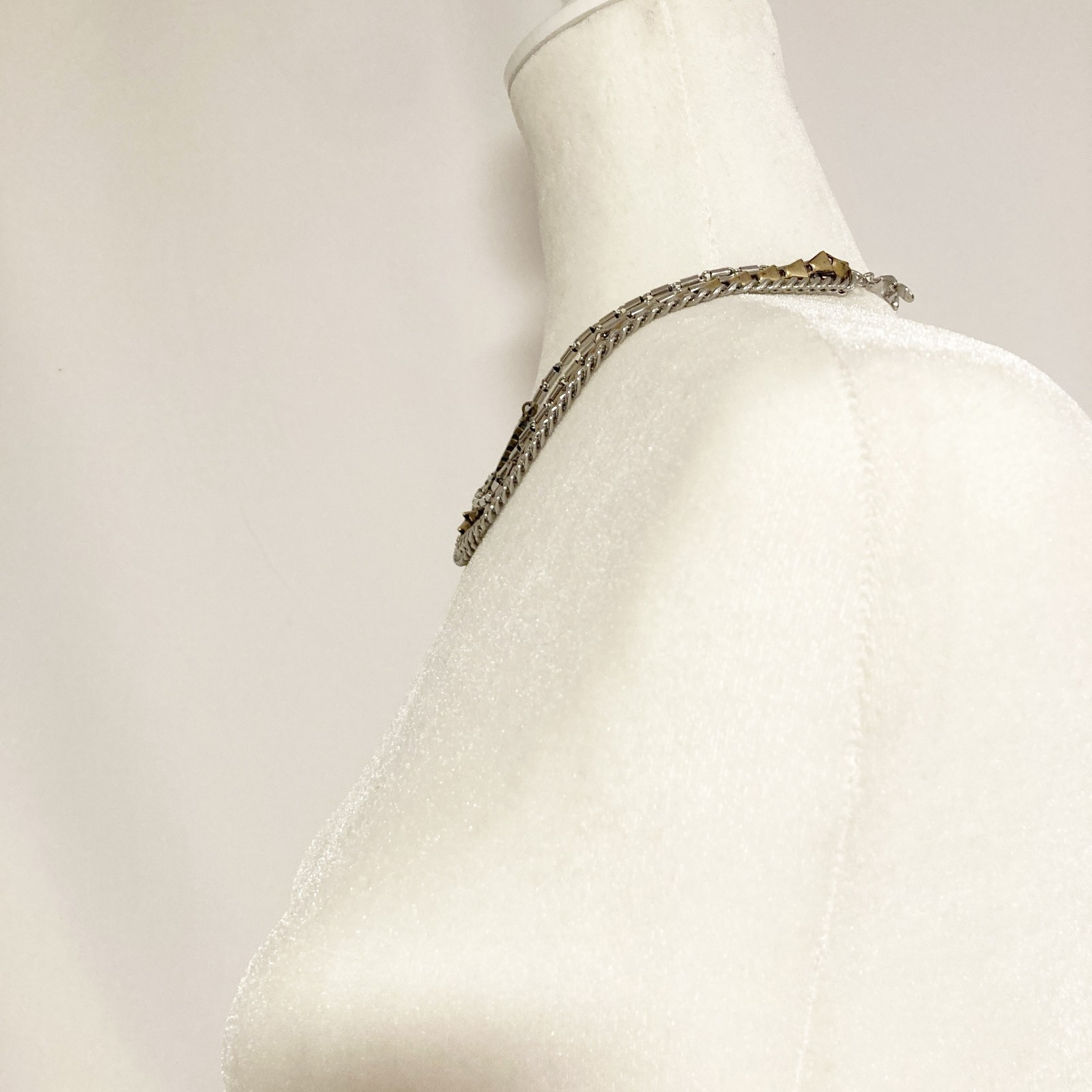 Stella & Dot Mixed Media Layered Necklace Rhinestone Metal