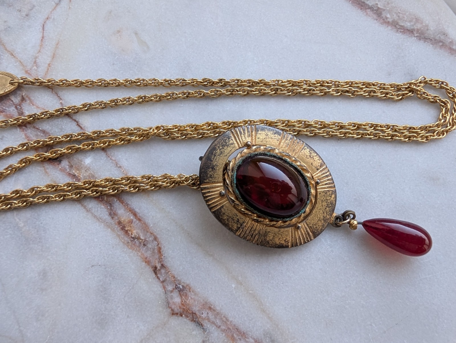 Vintage Lui Chantant Victorian Revival Convertible Brooch Pendant Necklace