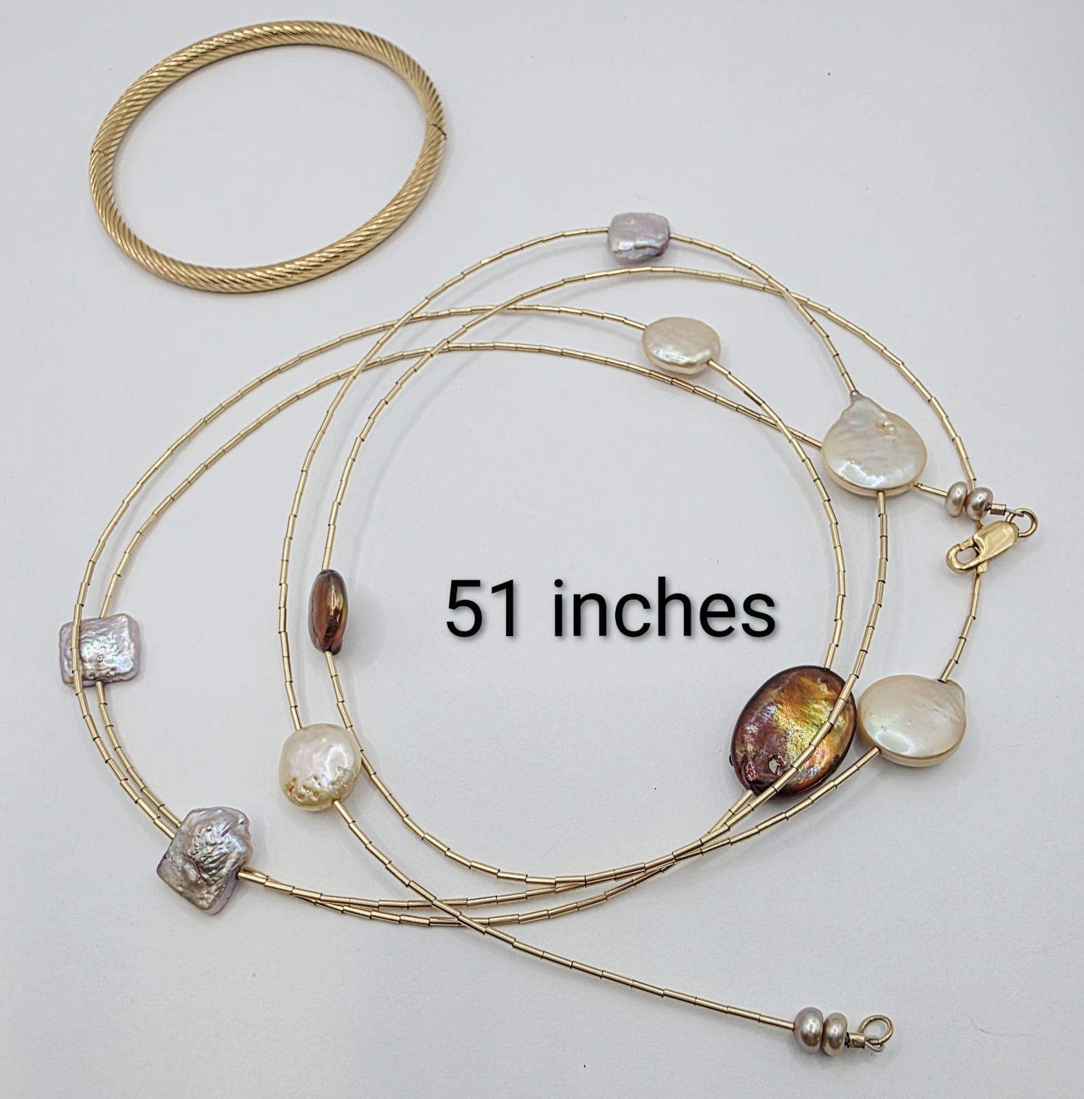 Vintage Gold Filled Jewelry 14K GF Marathon Bracelet Pearl Necklace 20g *read