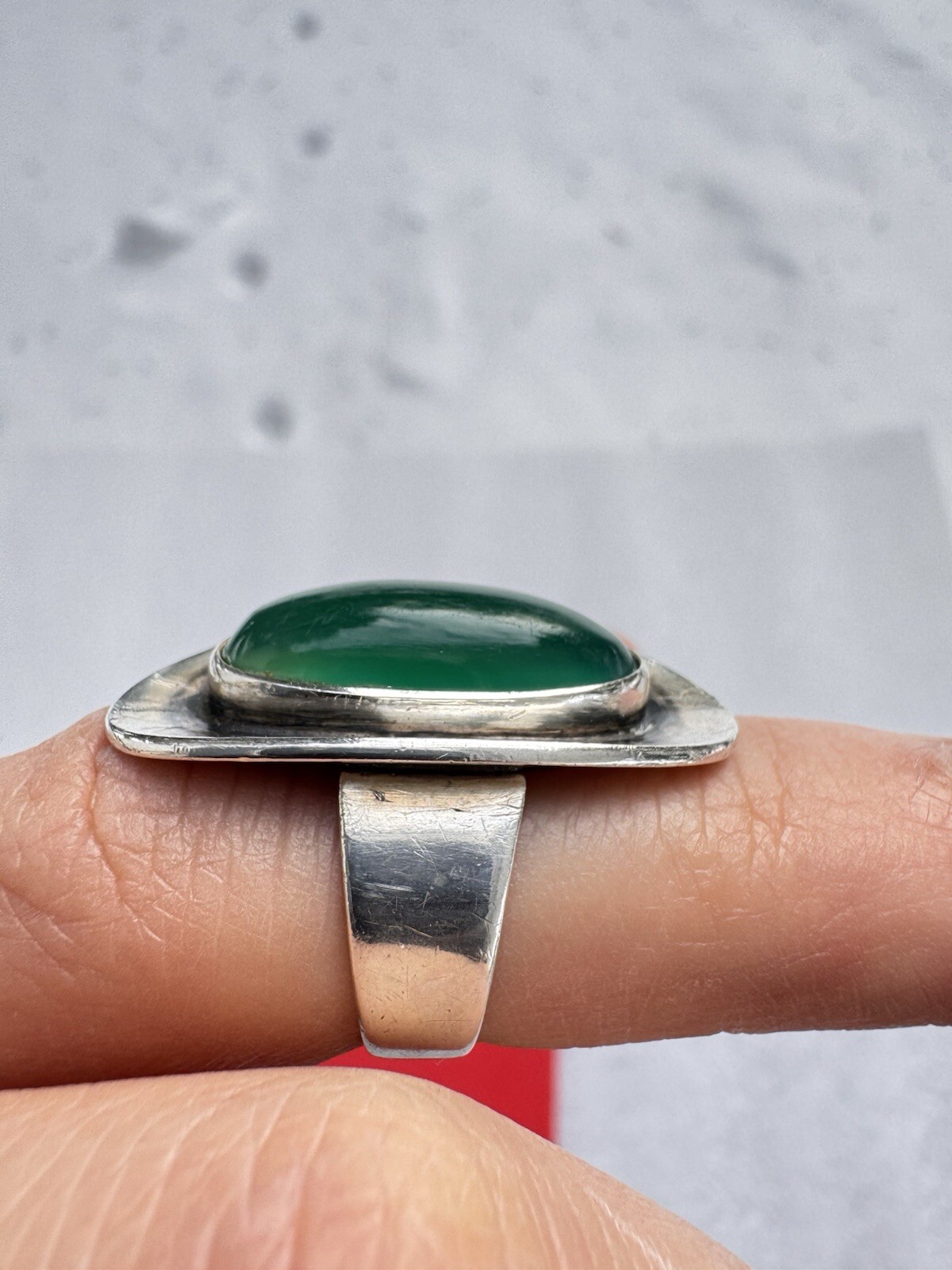 Stunning Niels Erik N.E. FROM Denmark Sterling Silver & Chrysoprase Ring