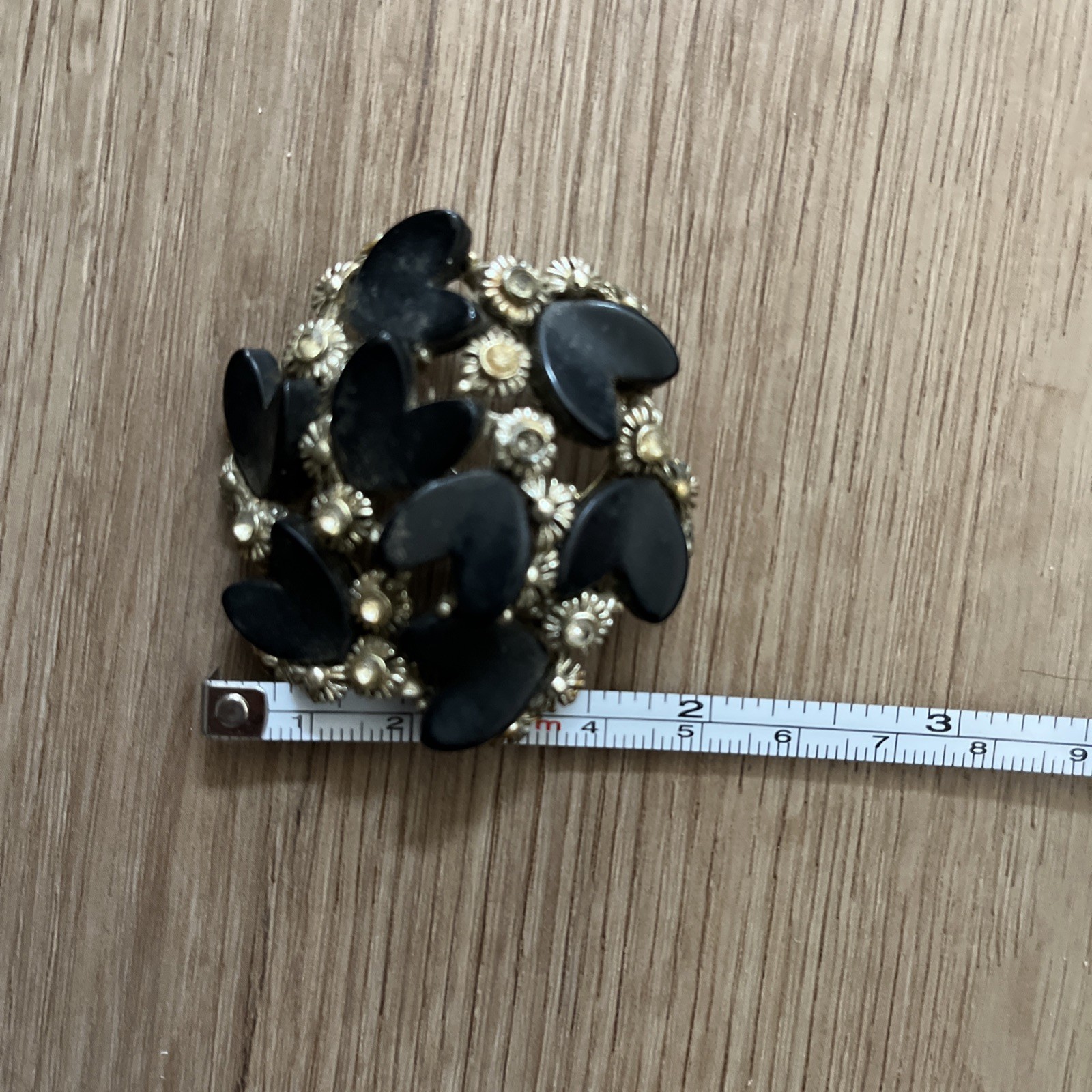 BSK Vintage Pin Brooch 2” Hearts & Flowers