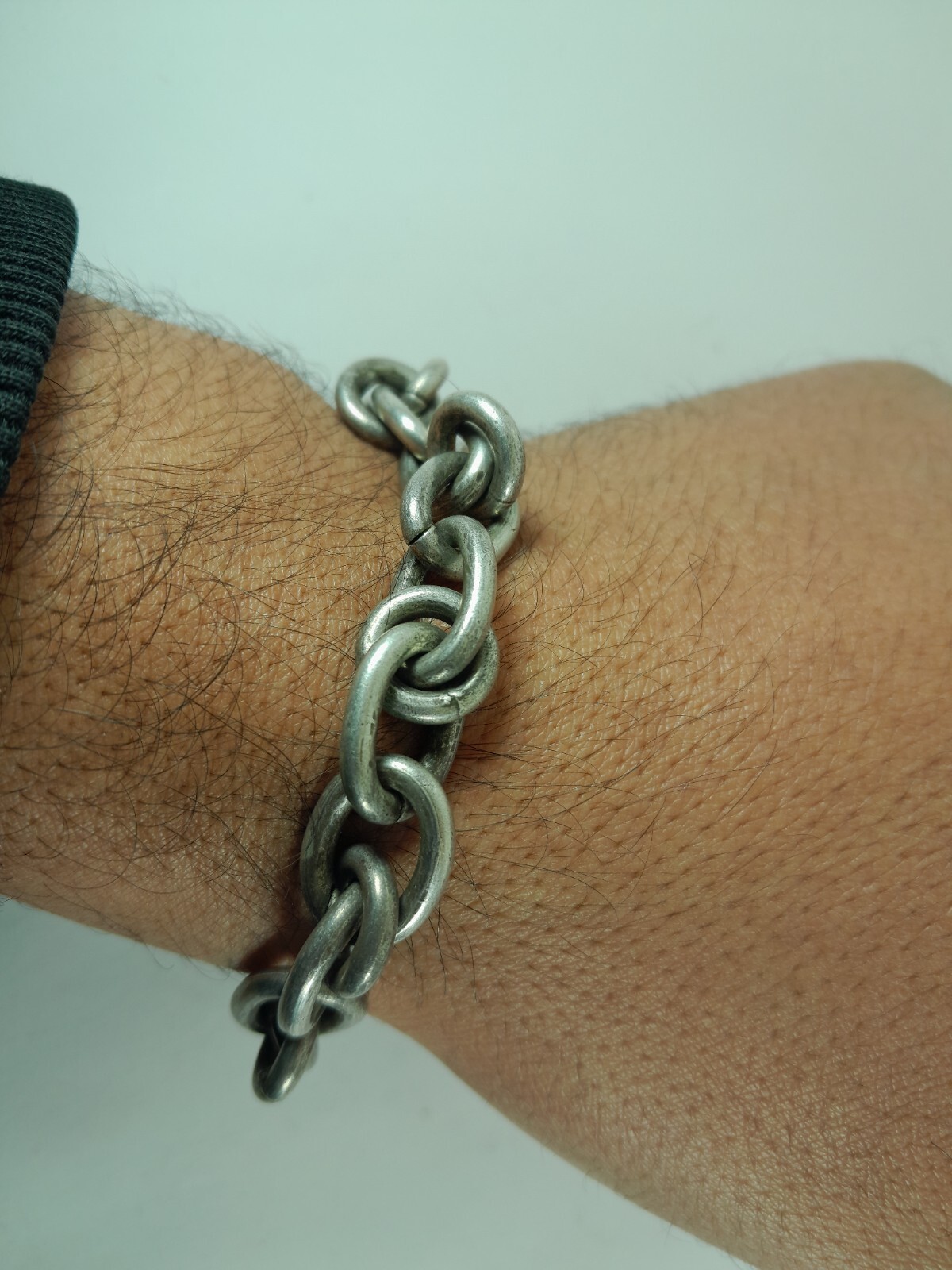 MEXICO VINTAGE BRACLET MEN’S STERLING SILVER 925 LINK CHAIN 64 GRAMS l.8,46 inch