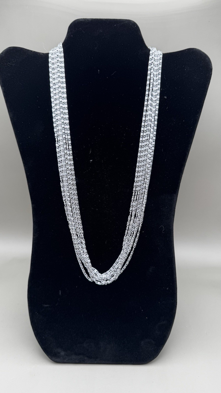 Vintage Celebrity Multi Strand Scroll Link Silver Tone Alum Chain Necklace 24.5″