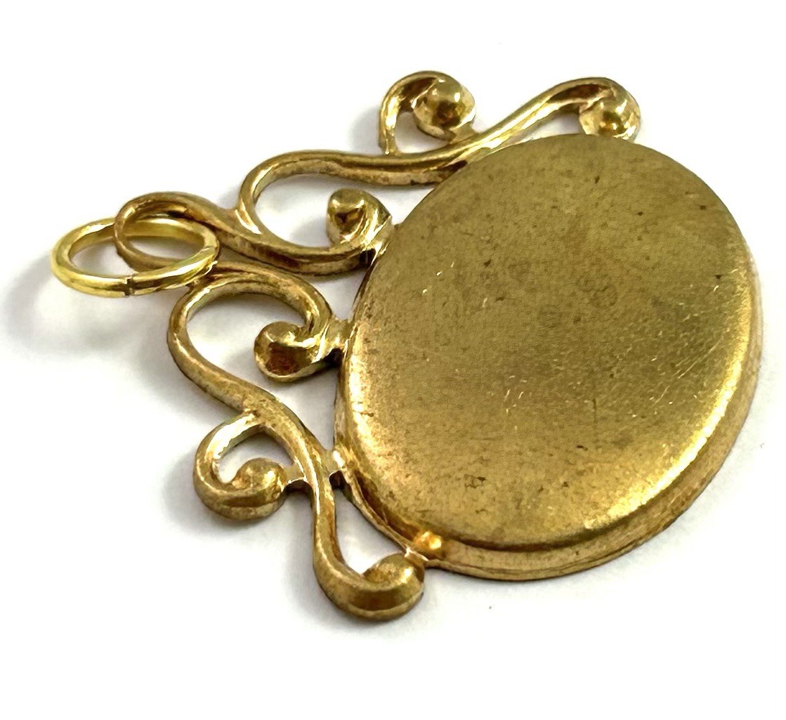 Vintage Fob Style Charm Pendant Ornate Metal Has Tarnish As Is Vintage Jewelry