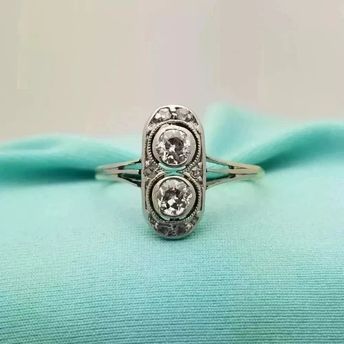 Stunning Art Deco Style Round Cut Lab Created Diamond 925 Silver Wedding Ring