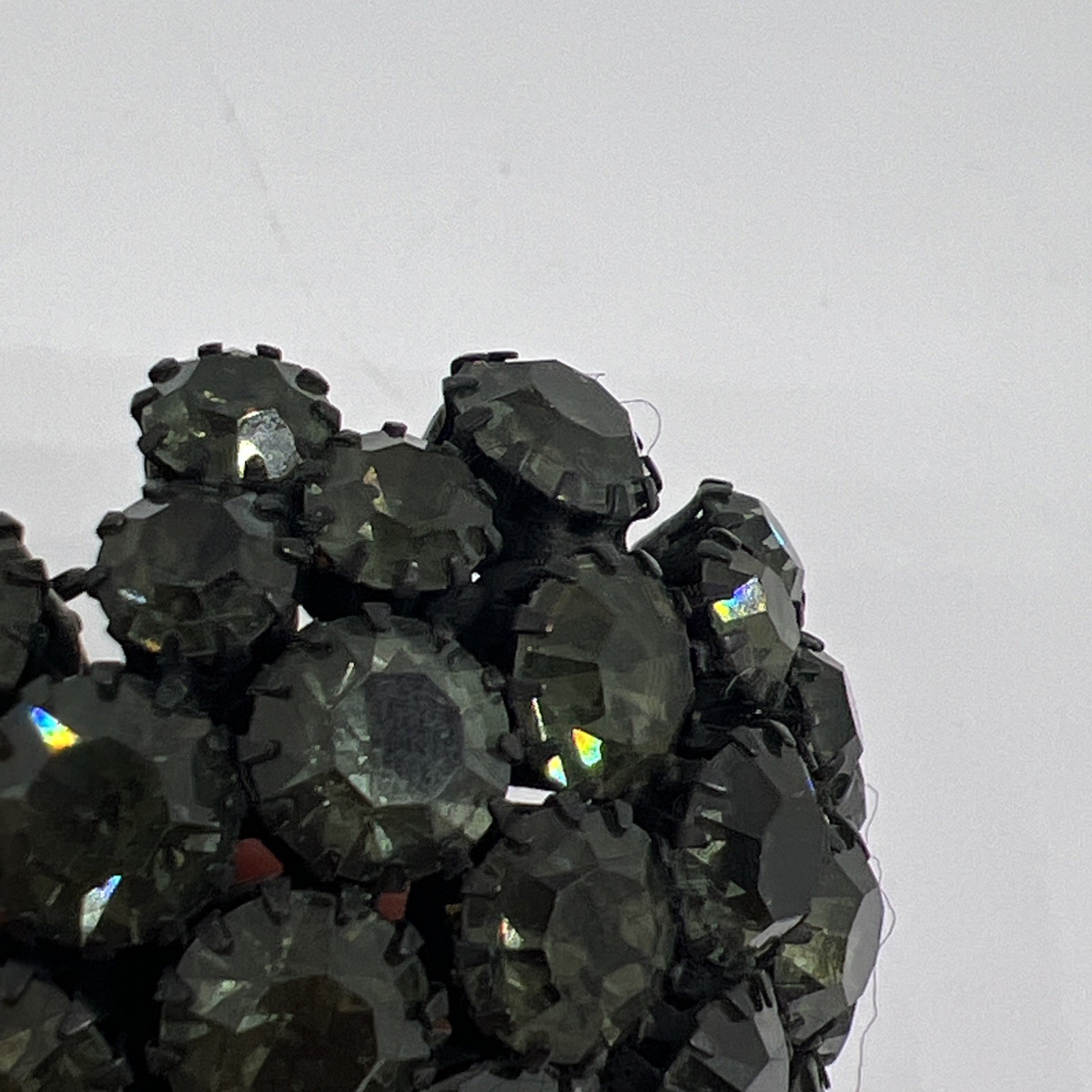 Vintage Signed Warner Black AB Rhinestone Dome Cluster Round 1.9” Brooch Pin