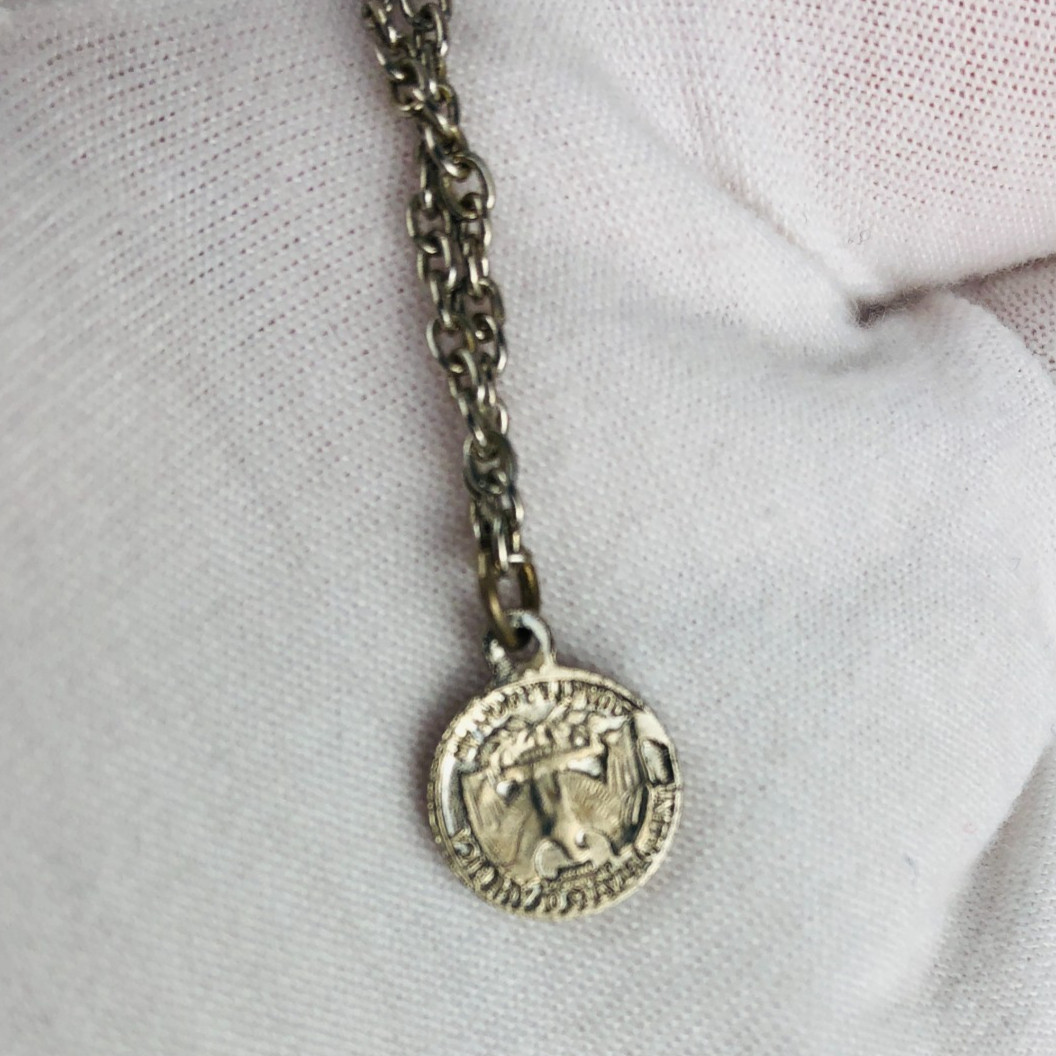 Quarter Miniature 10mm Coin Charm Pendent Necklace Silver tone Vintage 16″ chain