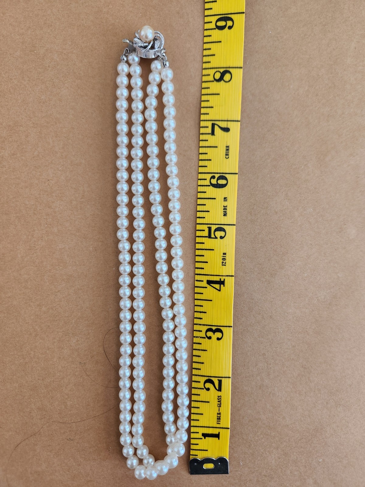 Double Strand Imitation Pearl Necklace 17-17.5″ Pearl Size 5mm VTG From Macy’s