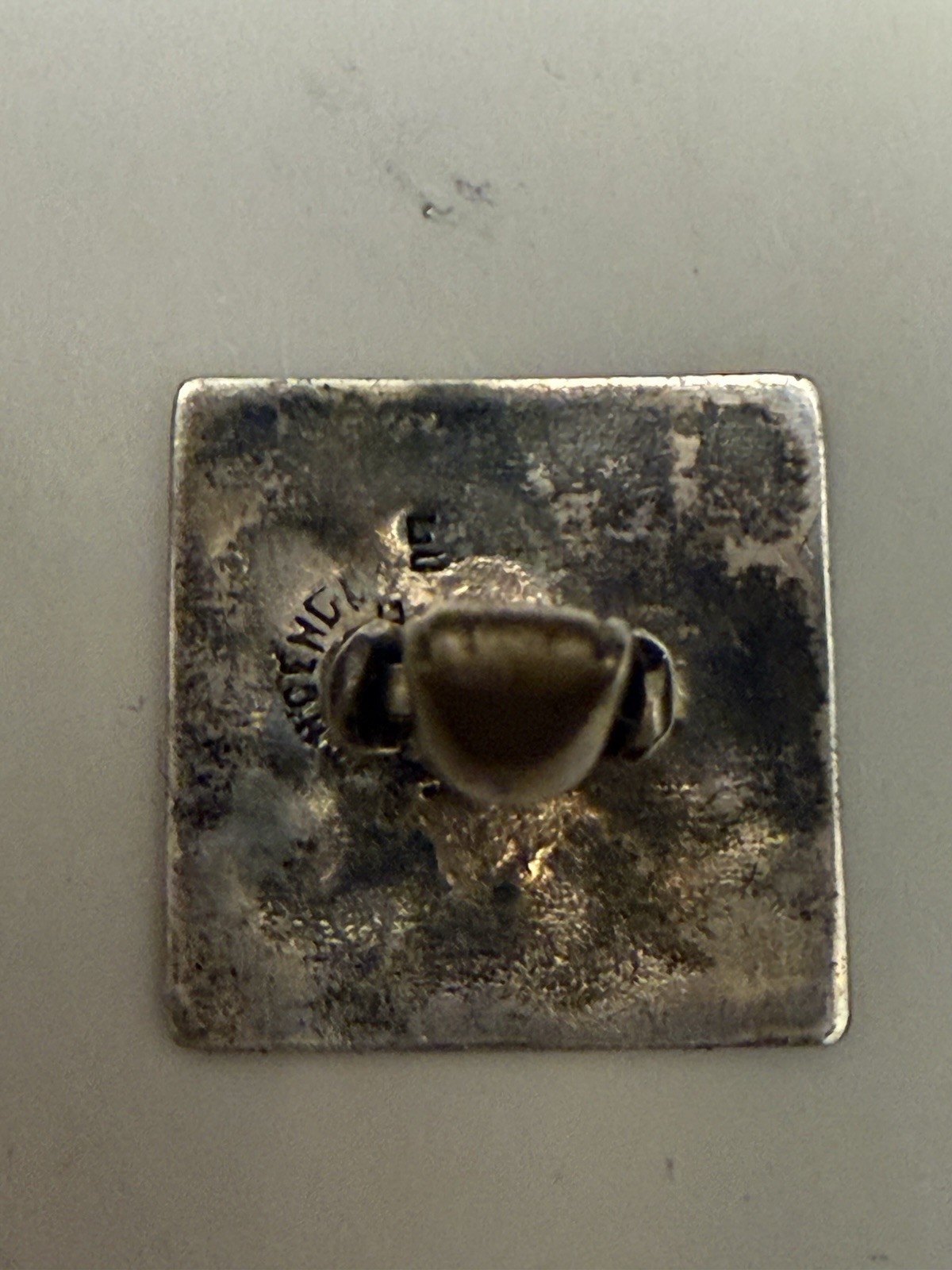 Vintage silver 900 Guatemala Alpaca Silver / Inlaid Turquoise Cufflinks / 9.3 G