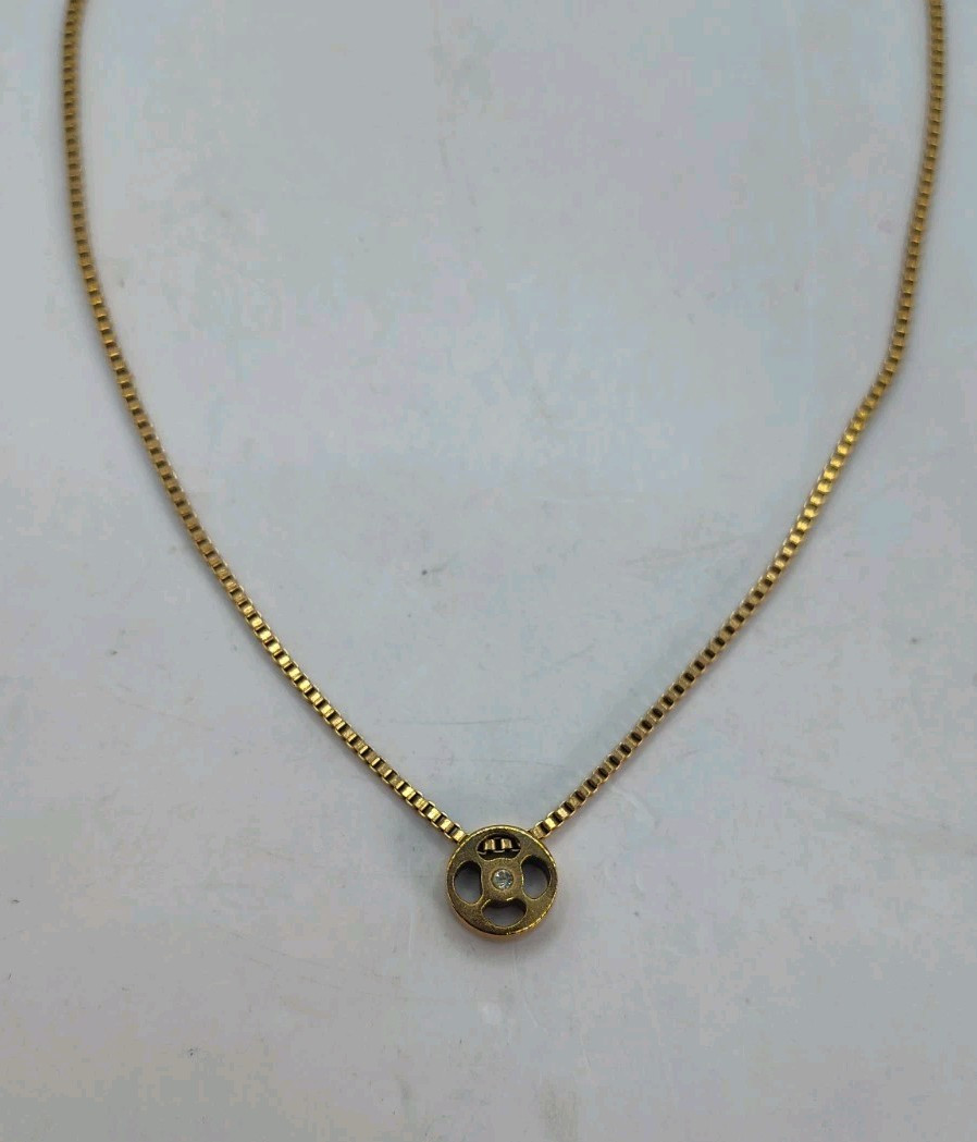 Vintage Signed Henri Bendel Rose Gold Colored Pendant Necklace 16″