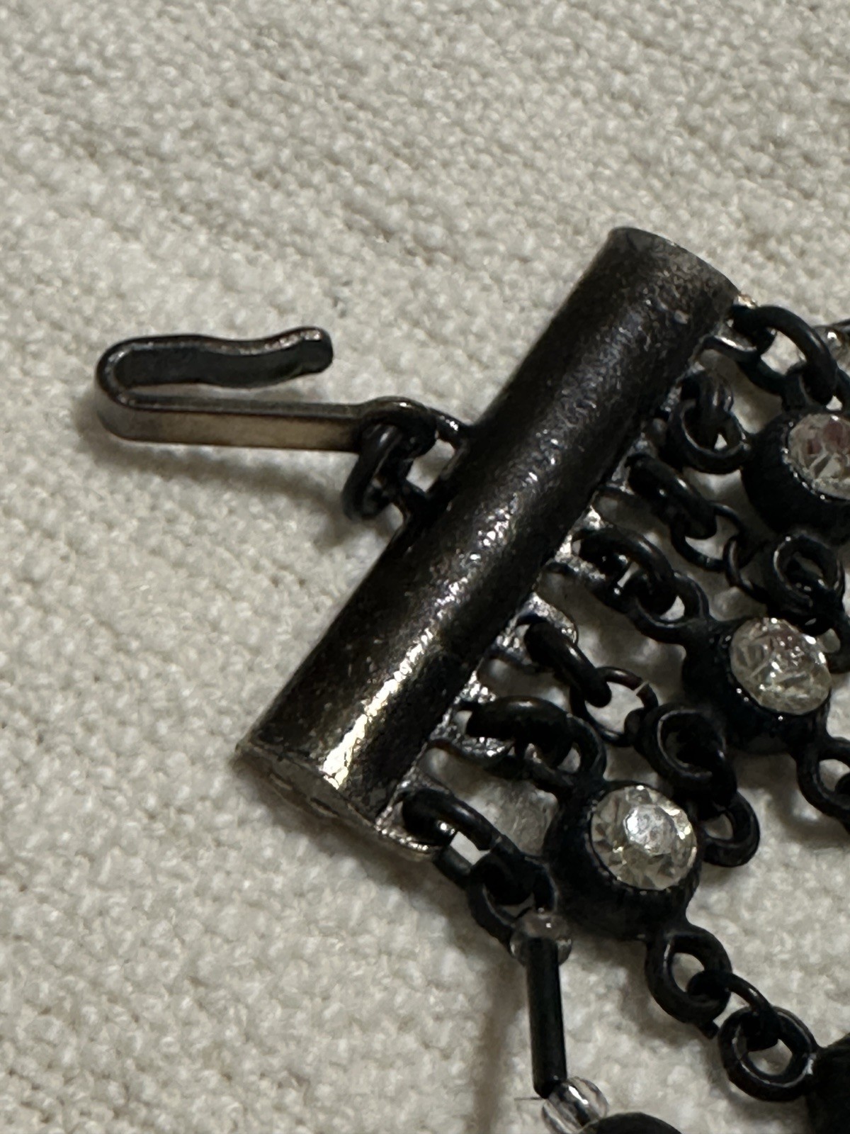 Miriam Haskell Necklace Black Clear Rhinestones Choker Bib Style Vtg MCM Old