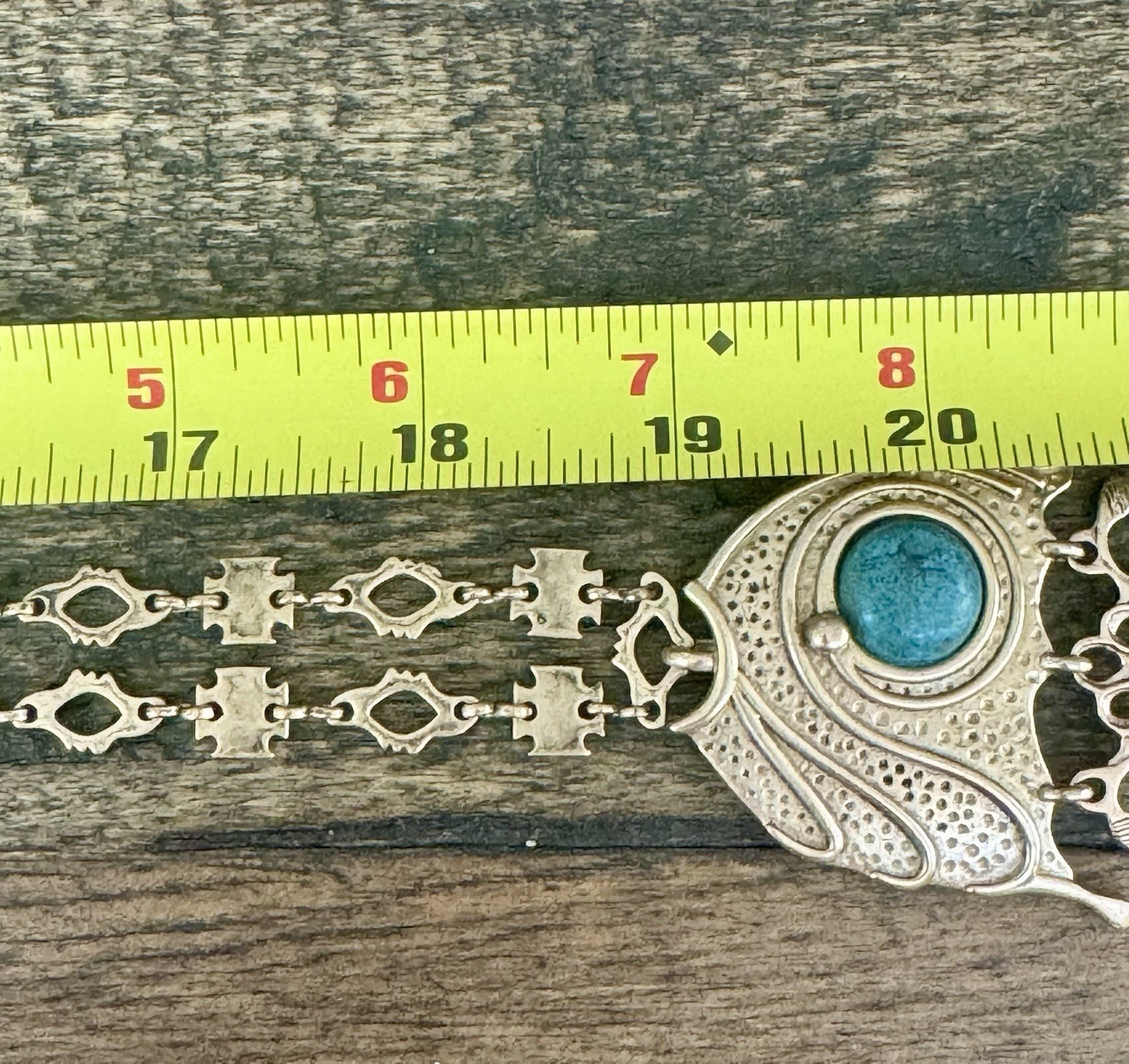 Vintage Bohemian Articulated Fish Pendant Heavy Link Chain. Gypsy Hand Made
