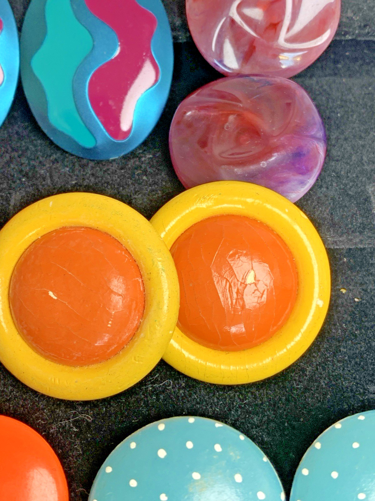 Vintage Mod Pop Art Clip-On Earrings Lot 60s 70s 80s Colorful 17pc Dauplaise