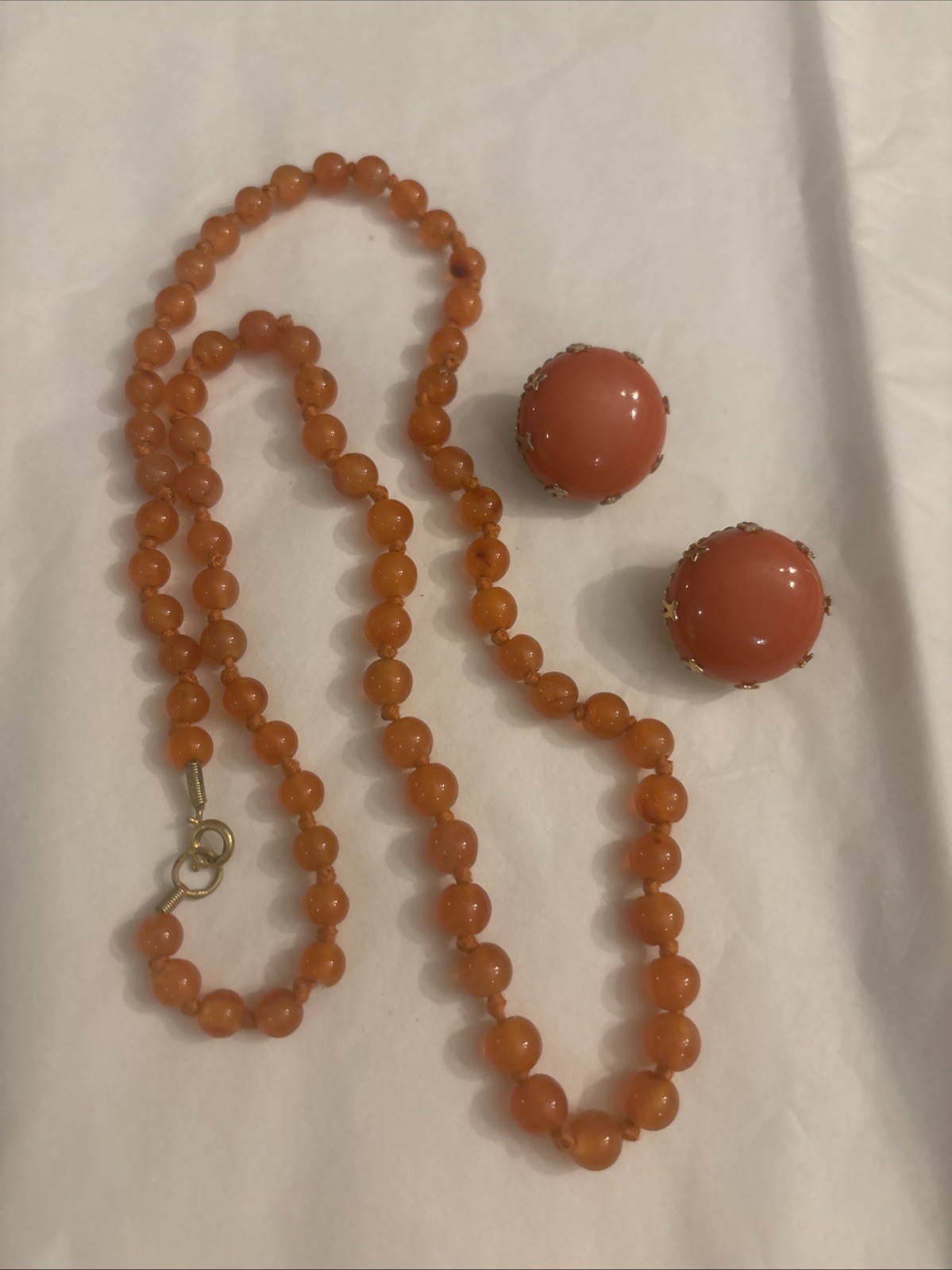 Mixed Huge Vtg Costume Jewelry Lot Orange, Amber, Yellow, Coral Colored Jewelry