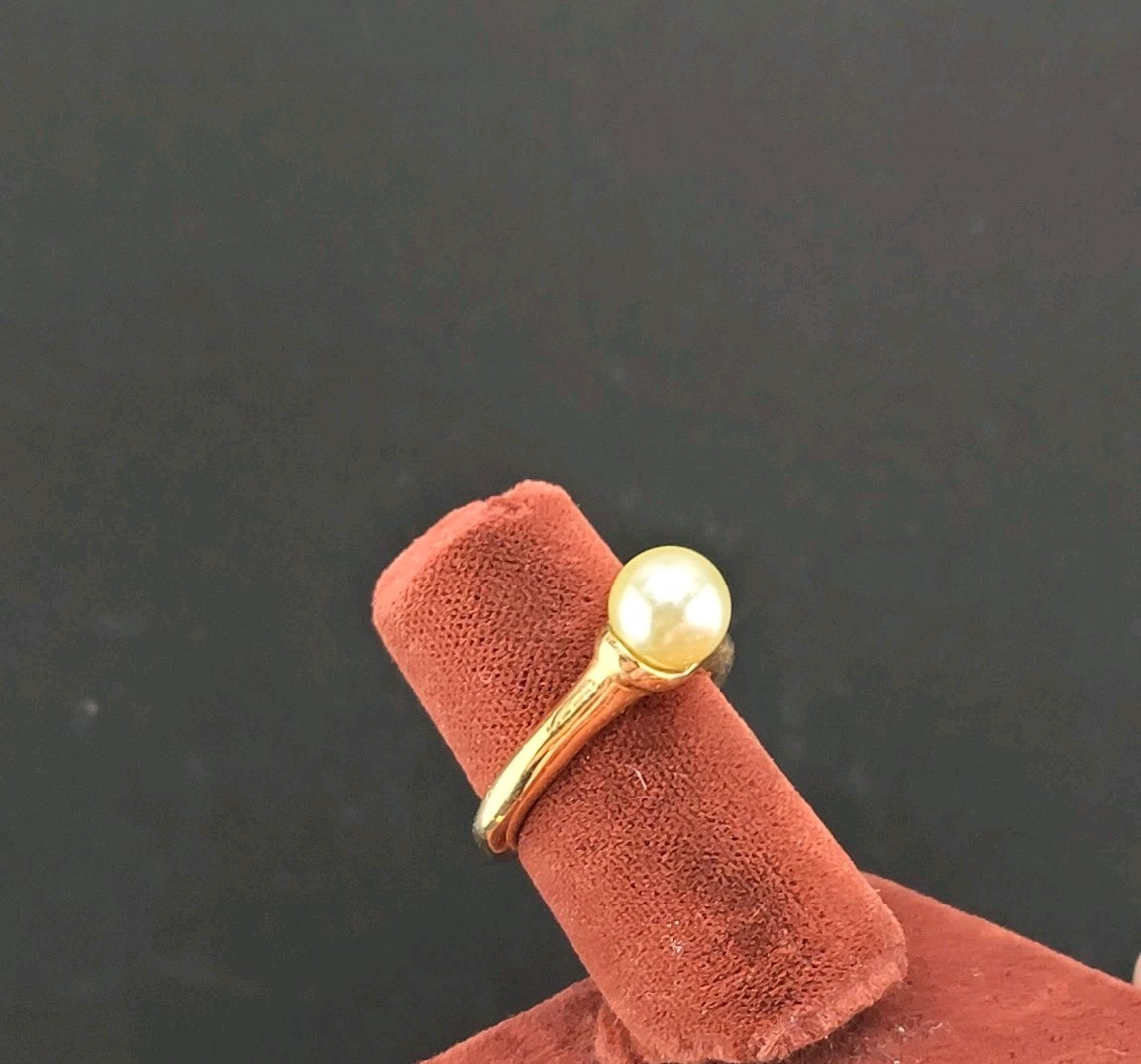 Vtg Sz 6 Ring ESPO Green Faux Pearl Bead Fashion Jewelry Joseph Esposito