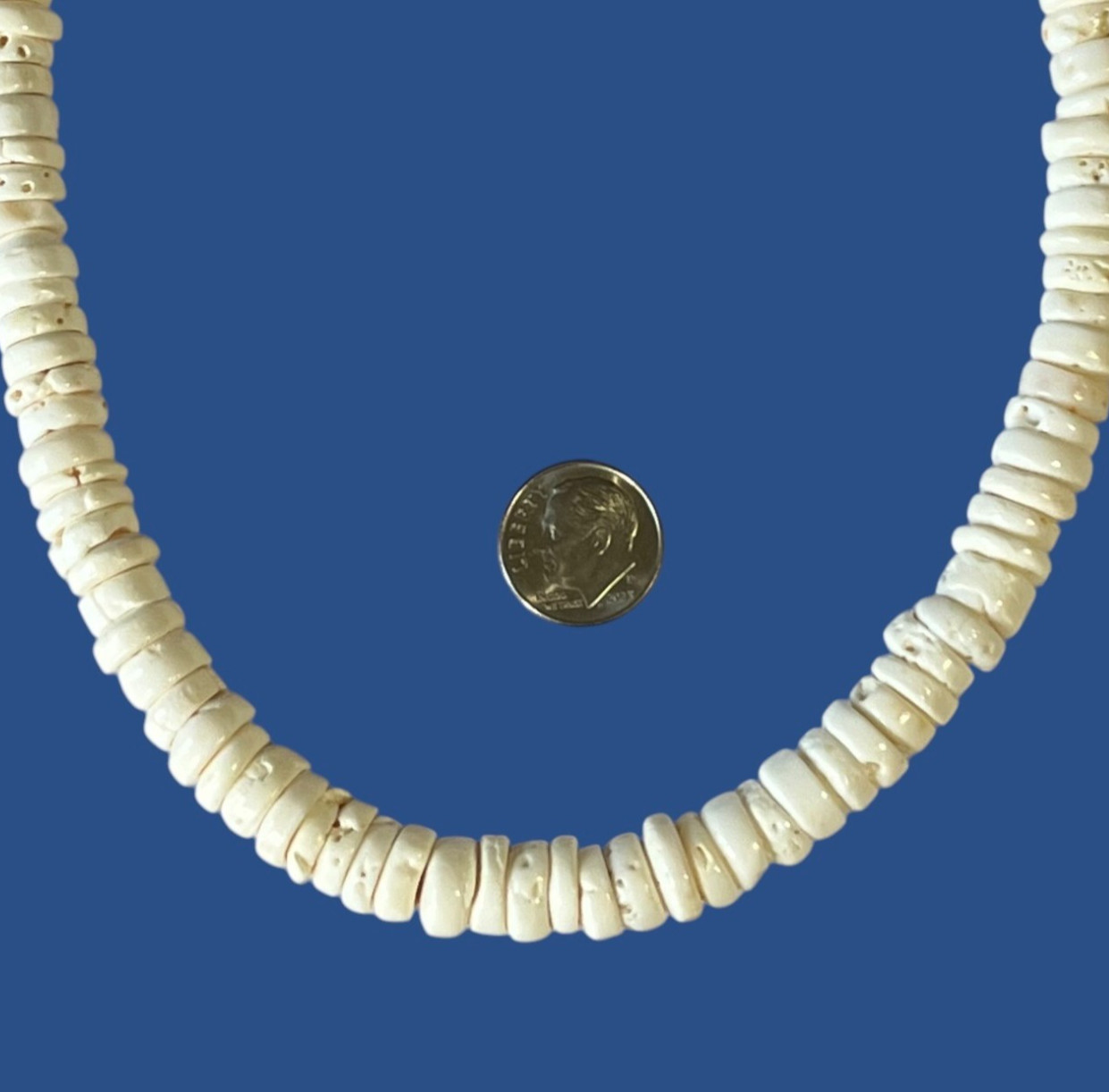 Vintage Puka Shell Necklace Chunky 10mm Beach Summer Resort Coastal 19.5″ 76g