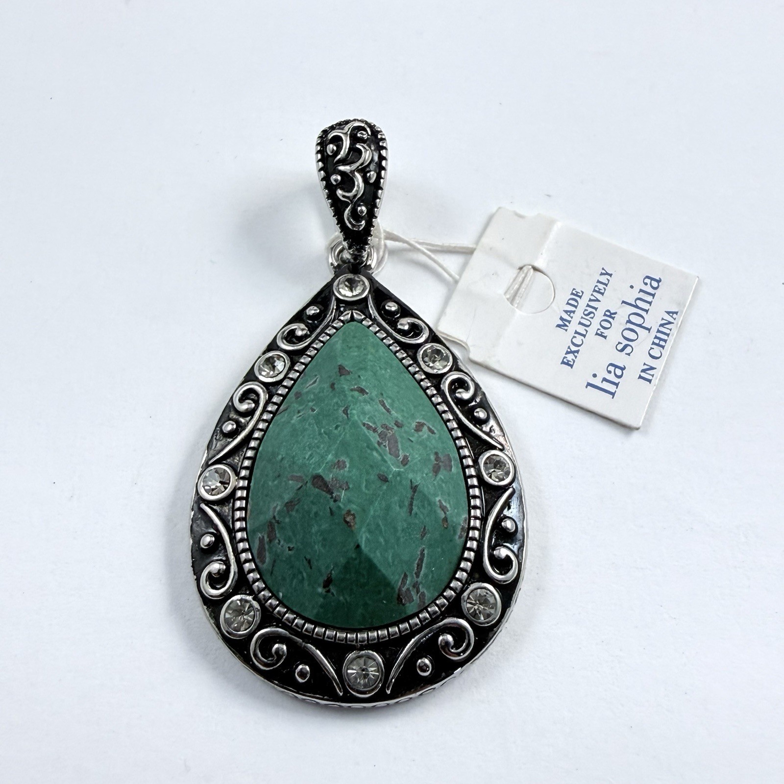 Vintage LIA SOPHIA Silver Tone Pendant with Tags
