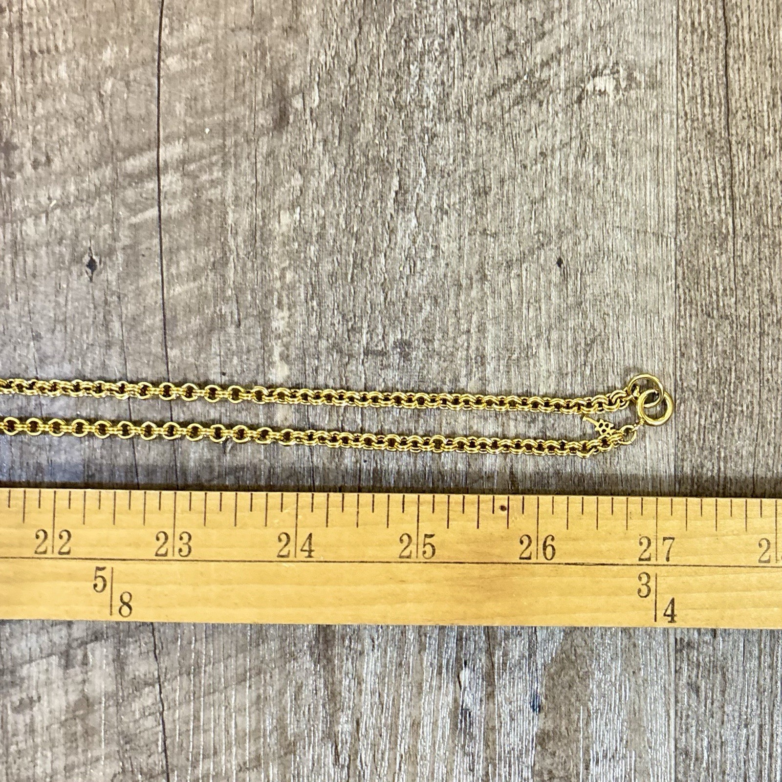 Vintage Crown Trifari Double Round Link Gold Tone Long Chain 54″ Hang Tag Logo