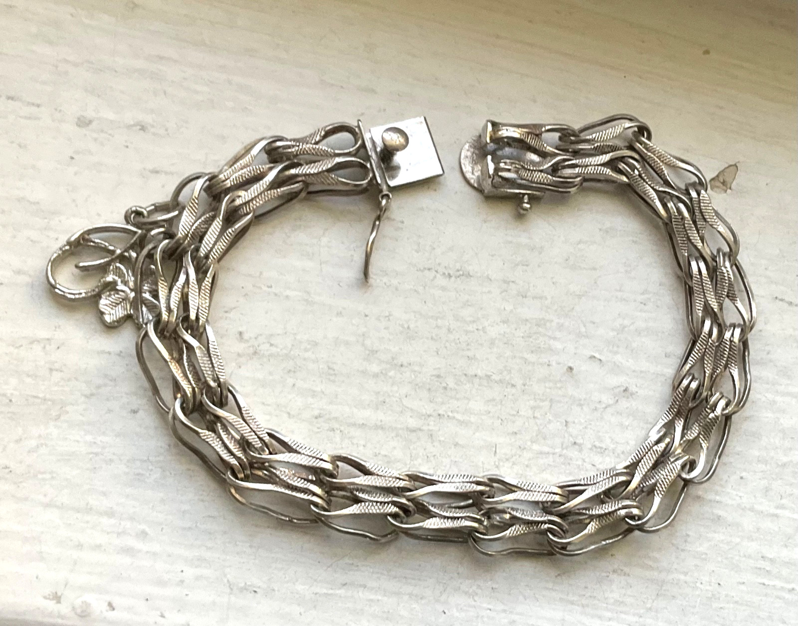 Vintage FORSTNER USA Starter SILVER CHARM BRACELET Wearable 7 1/2” ESTATE