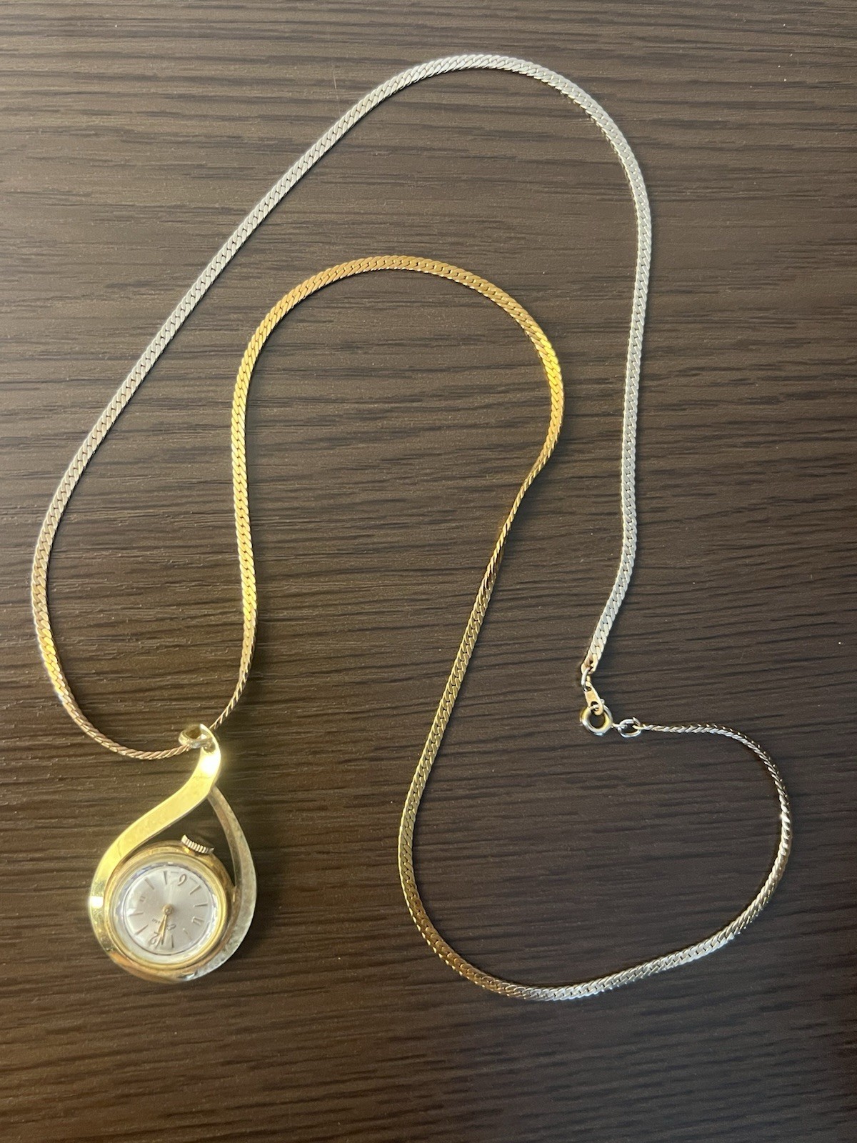 Vintage Endura Swiss Made Teardrop Pendant Watch Necklace MCM Elegant